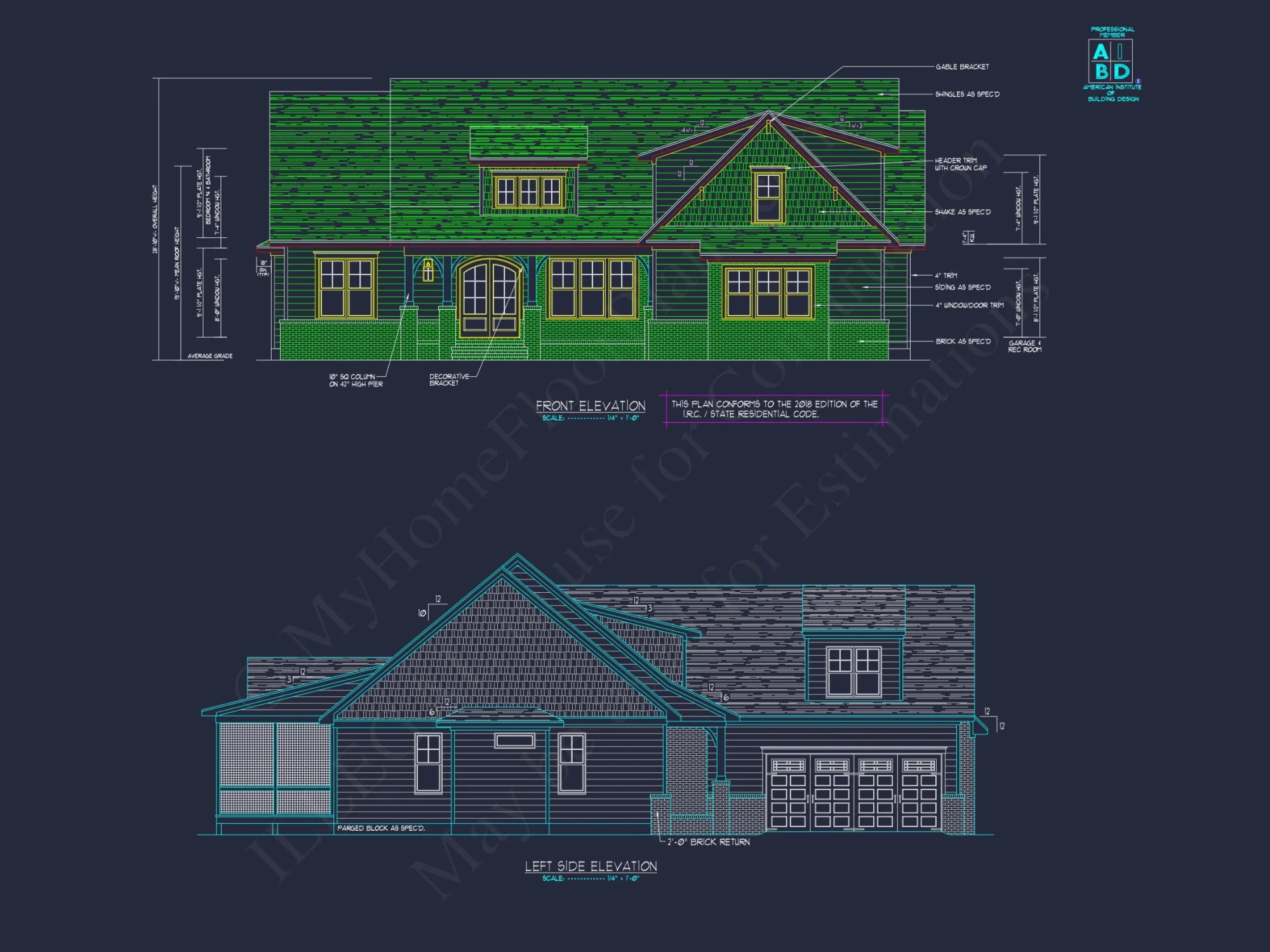 Craftsman house Floor Plan: CAD Blueprint with Elegant Designs