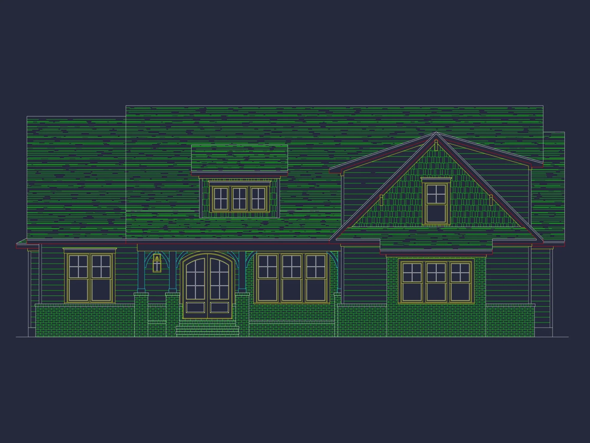Craftsman house Floor Plan: CAD Blueprint with Elegant Designs