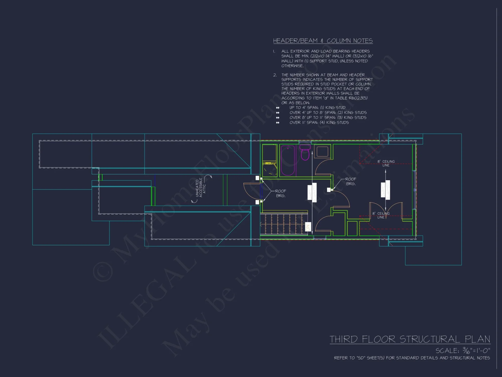 Efficient 3-Story house Floor Plan with CAD Architecture Designs
