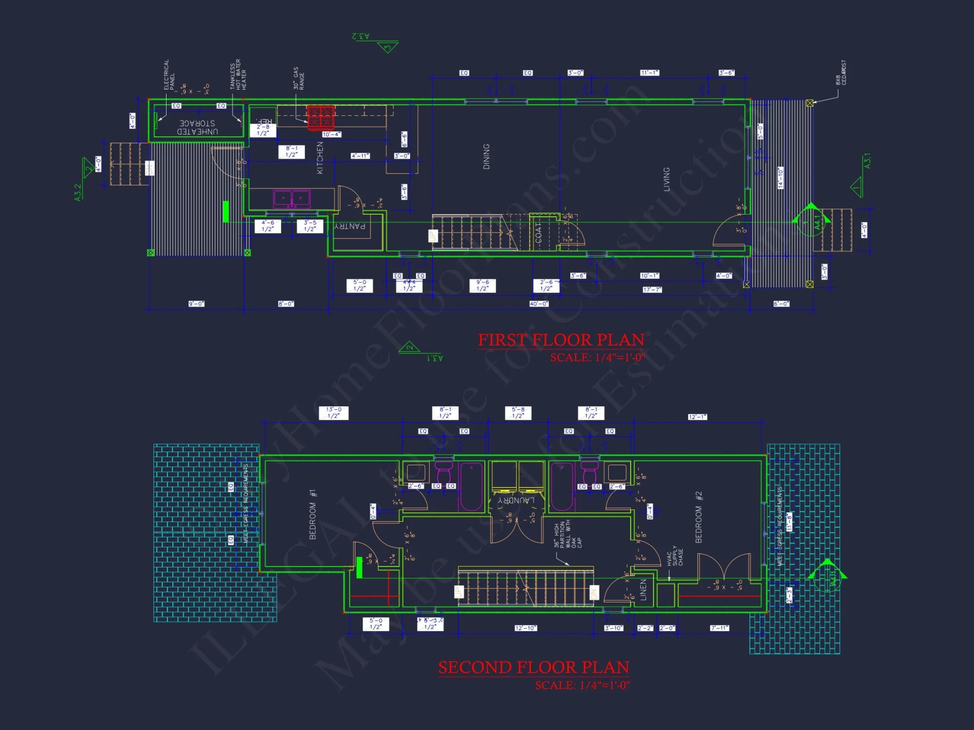 Efficient 3-Story house Floor Plan with CAD Architecture Designs