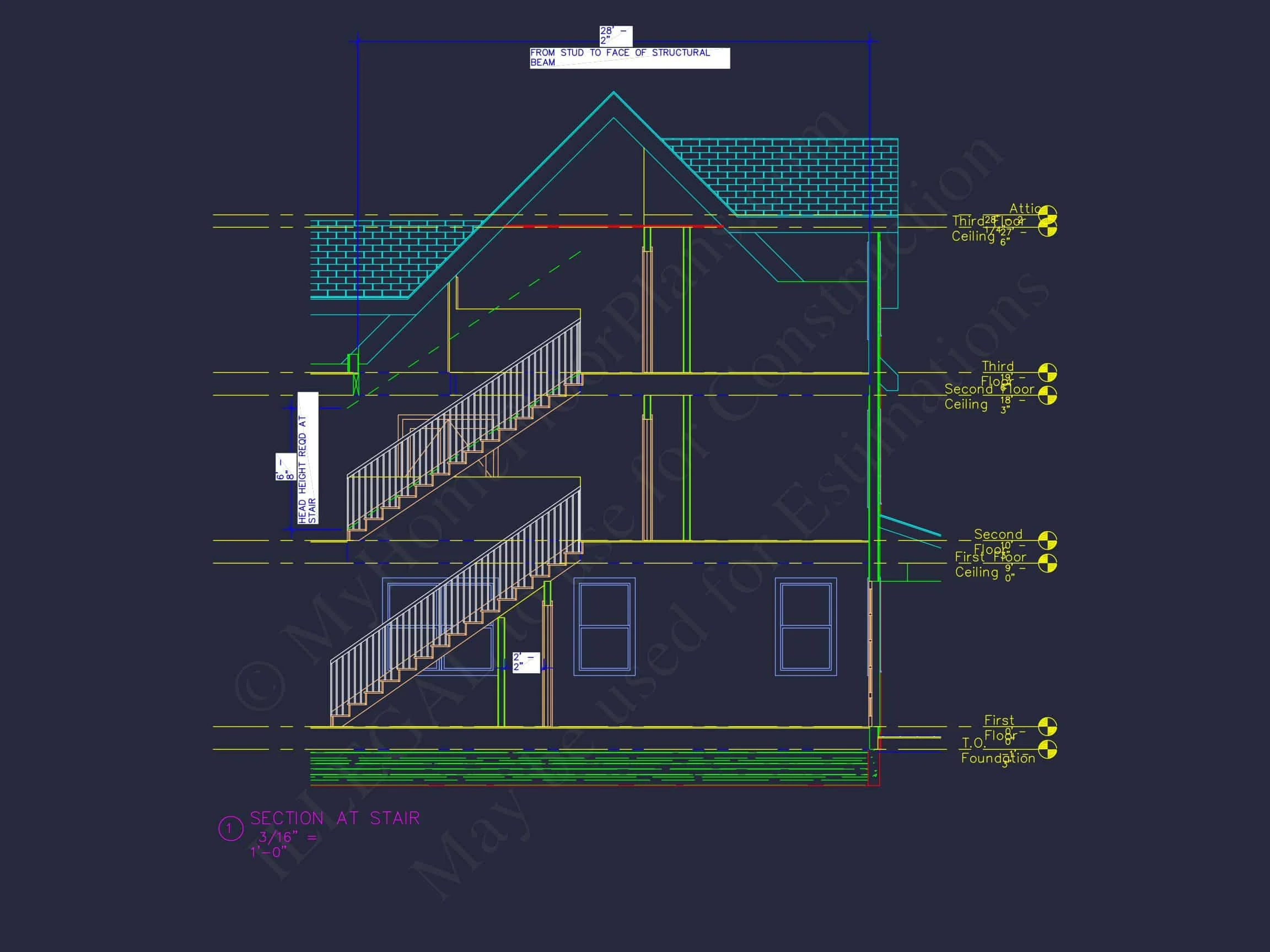 20-1678 HOUSE PLAN - Efficient 3-Story House Floor Plan with CAD Architecture Designs 6 Efficient 3-Story house Floor Plan with CAD Architecture Designs
