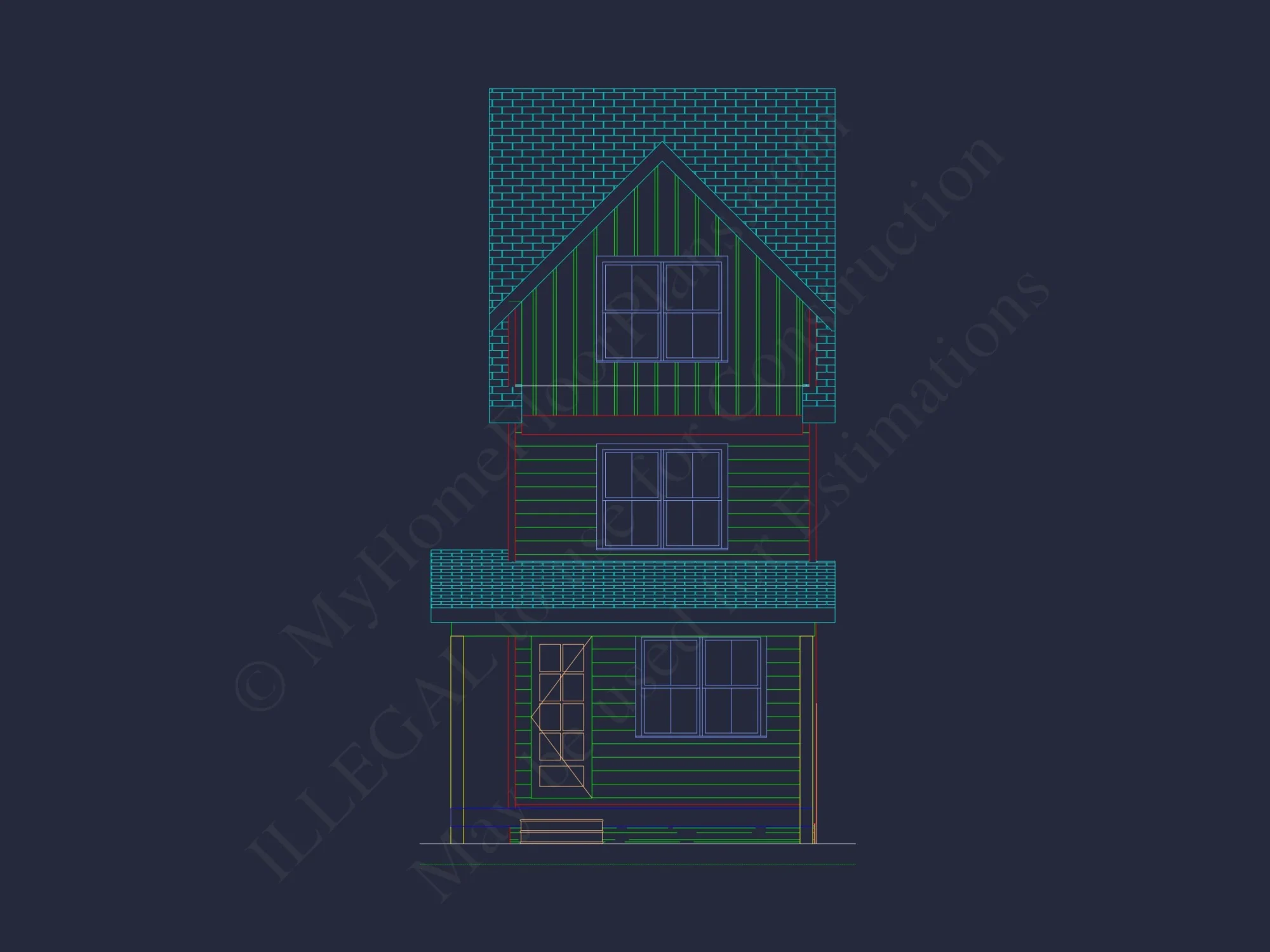 Efficient 3-Story house Floor Plan with CAD Architecture Designs
