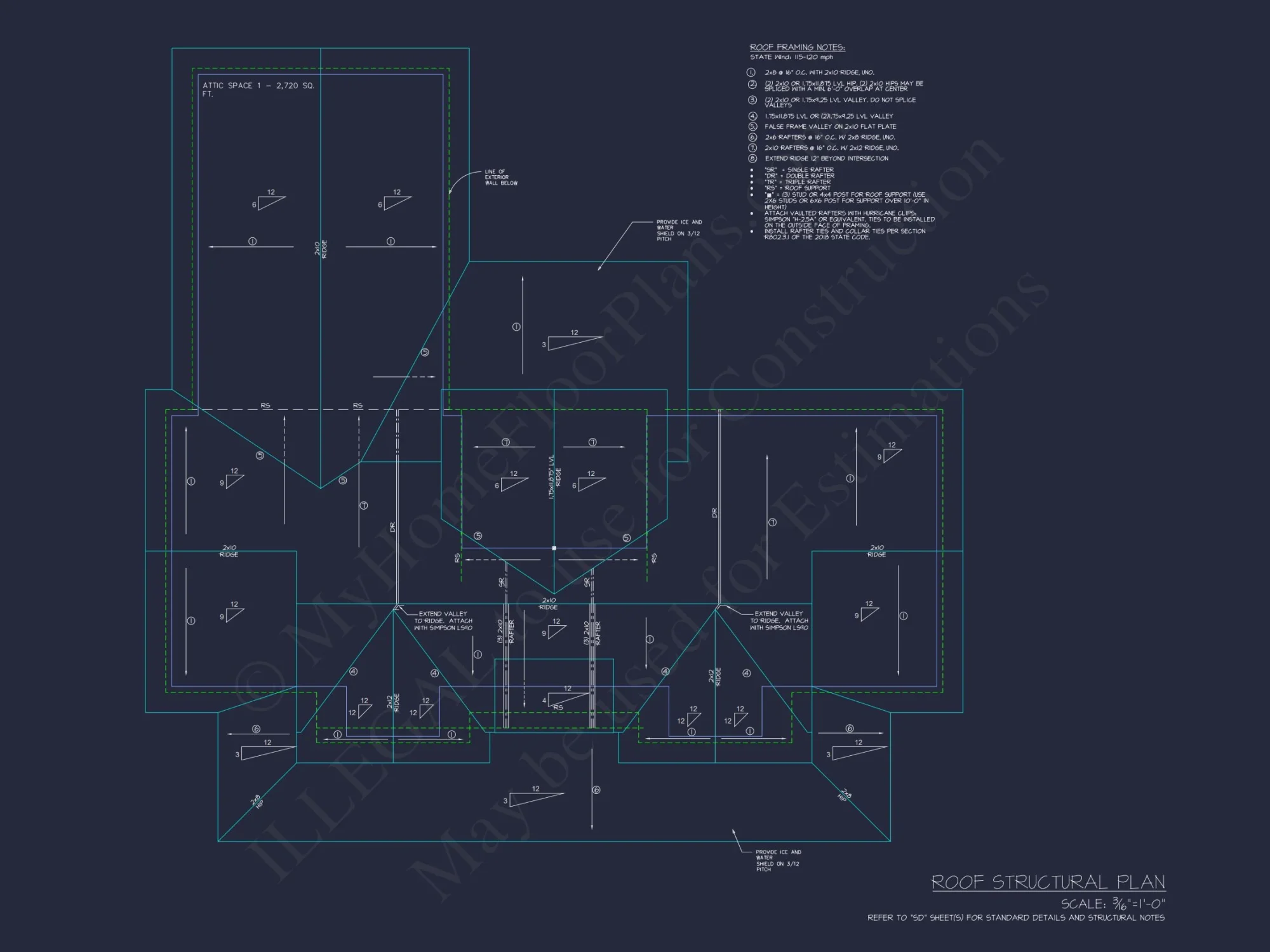 Traditional Craftsman house Floor Plan with CAD Designs