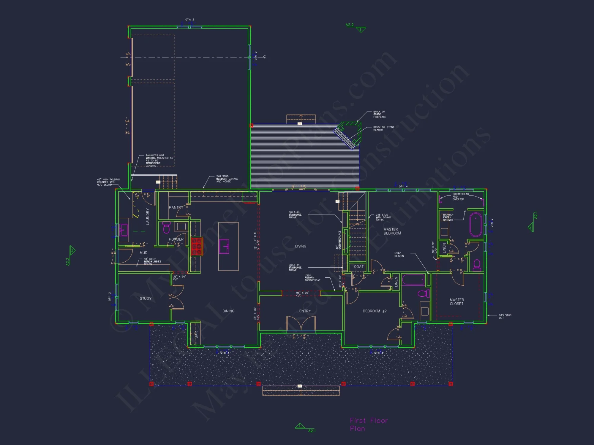 Traditional Craftsman house Floor Plan with CAD Designs