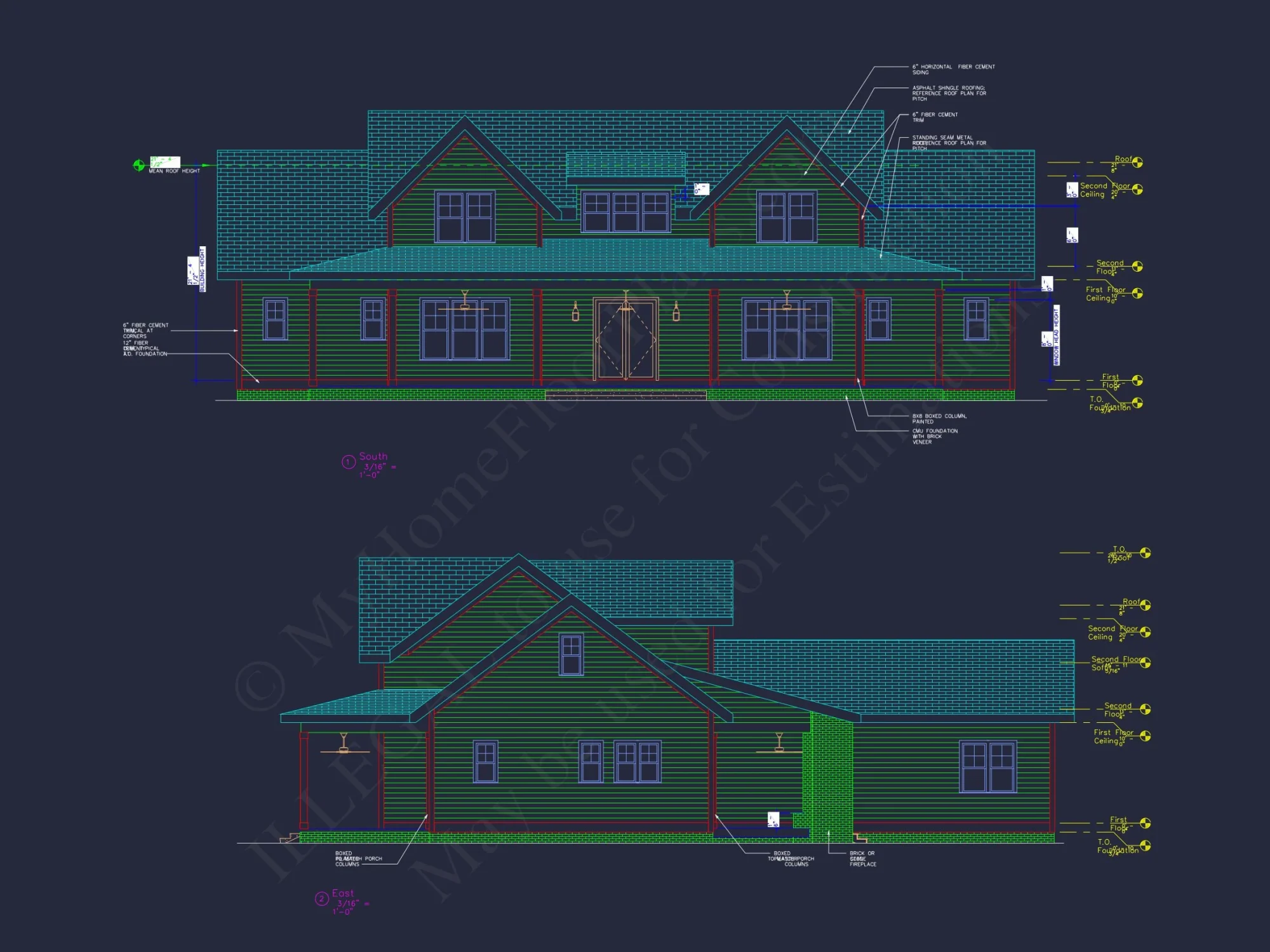Traditional Craftsman house Floor Plan with CAD Designs
