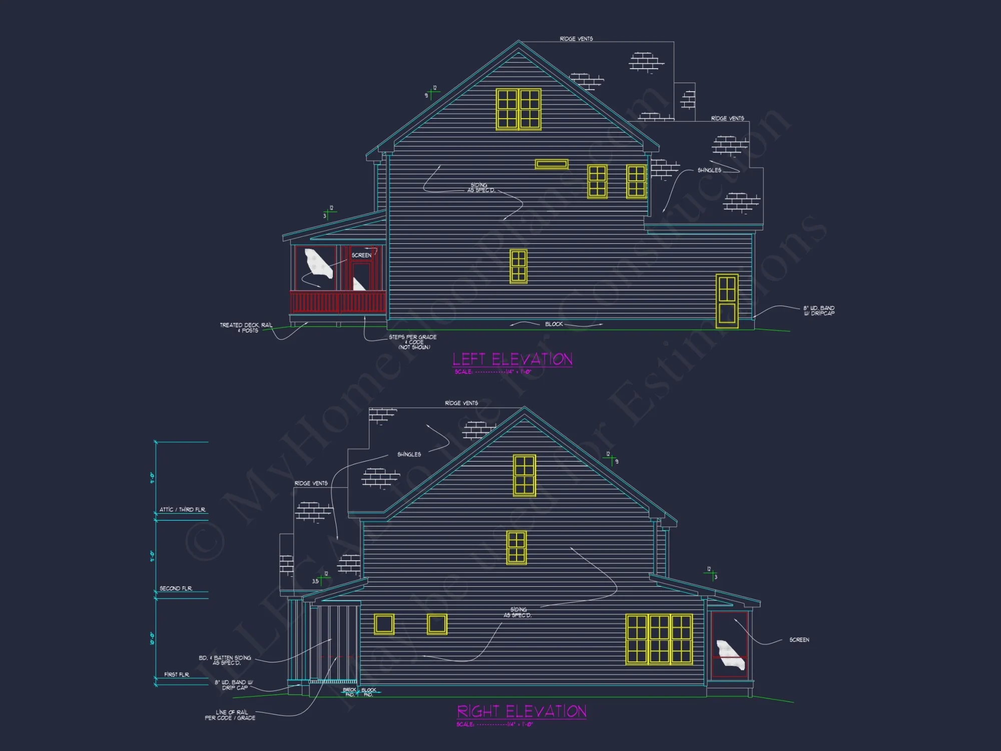 3-Bedroom house Plan with Traditional Design and CAD Blueprint