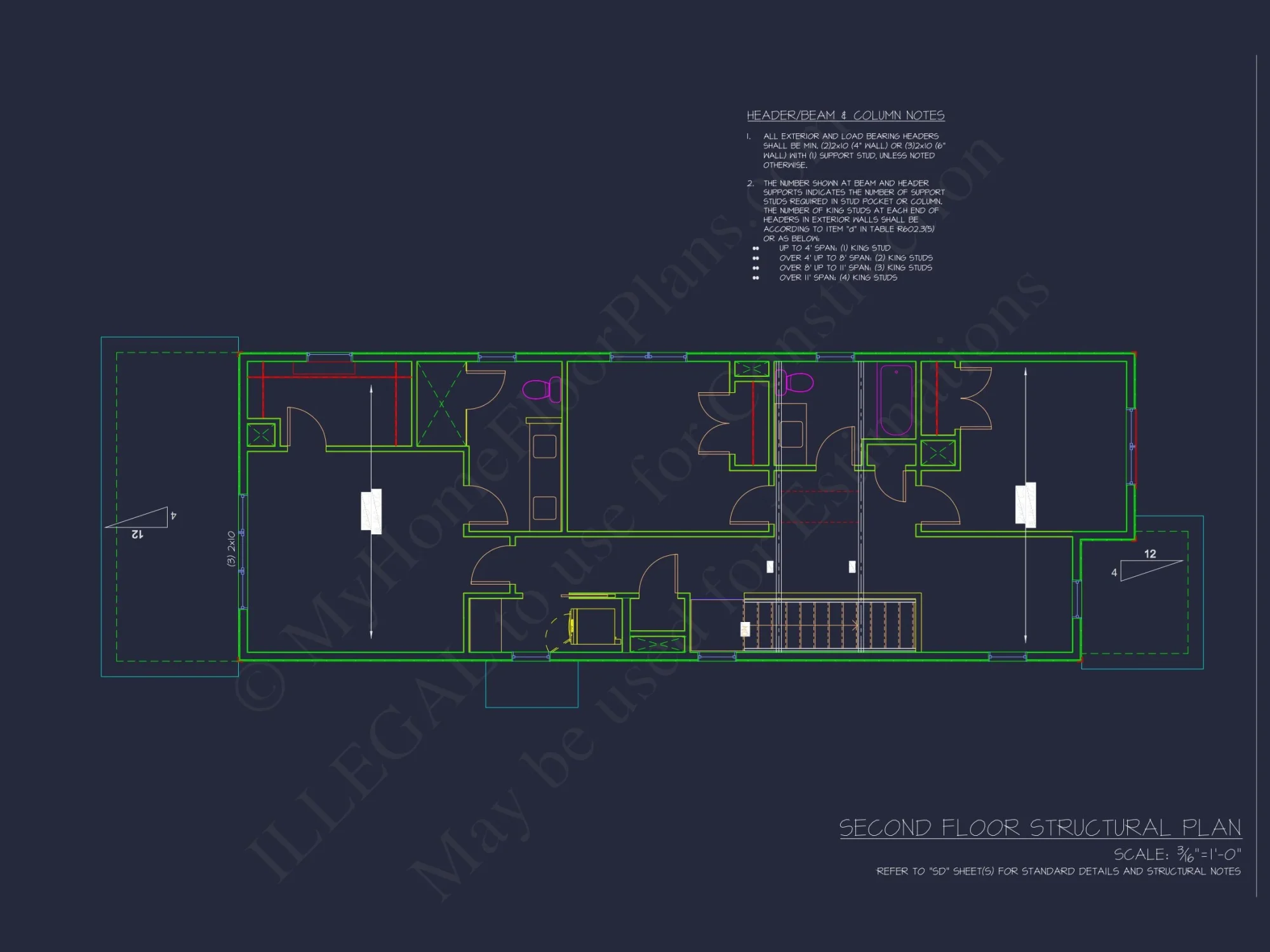 Modern house Plan with 2 Story Design & CAD Blueprint