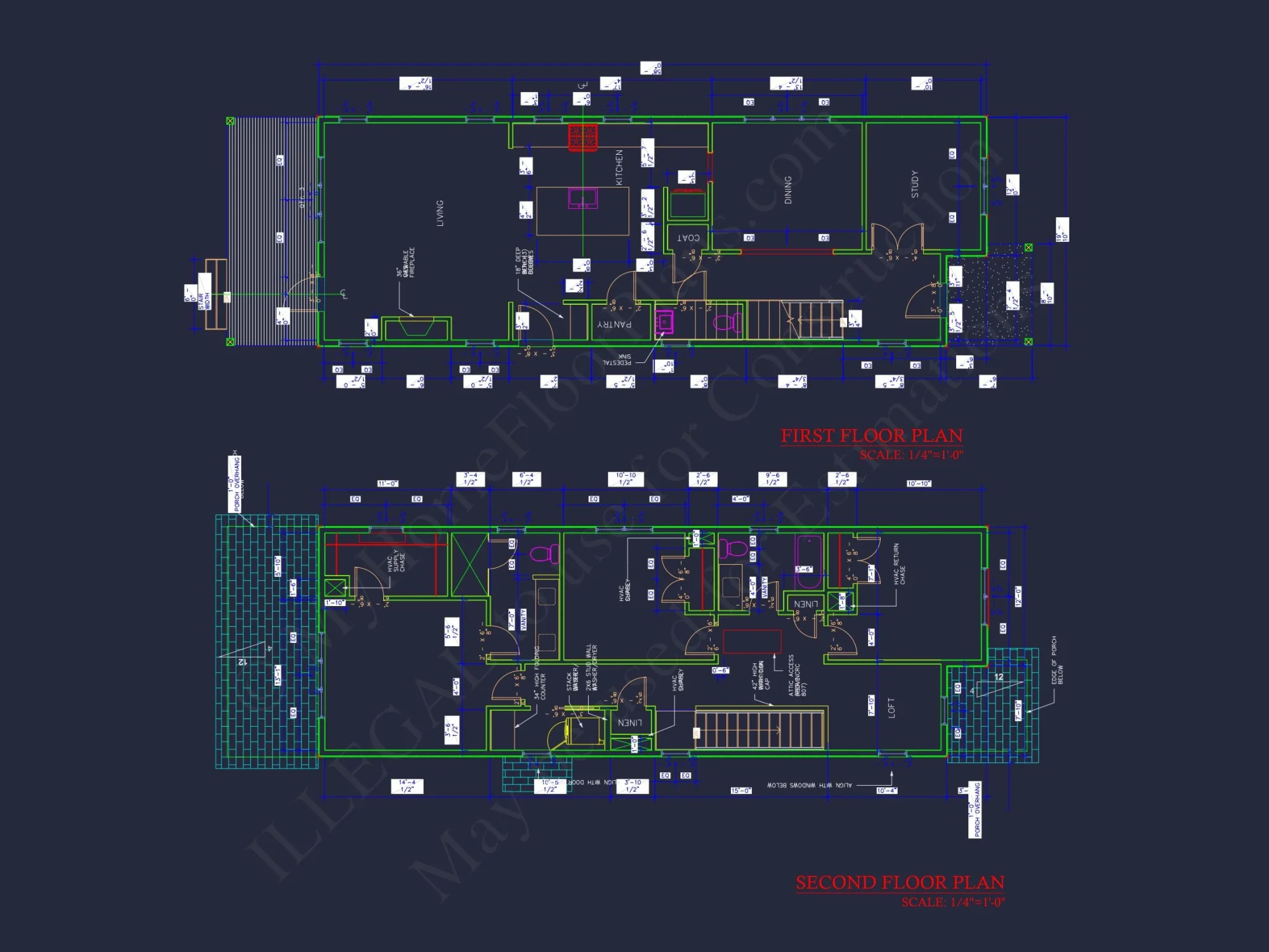 Modern house Plan with 2 Story Design & CAD Blueprint
