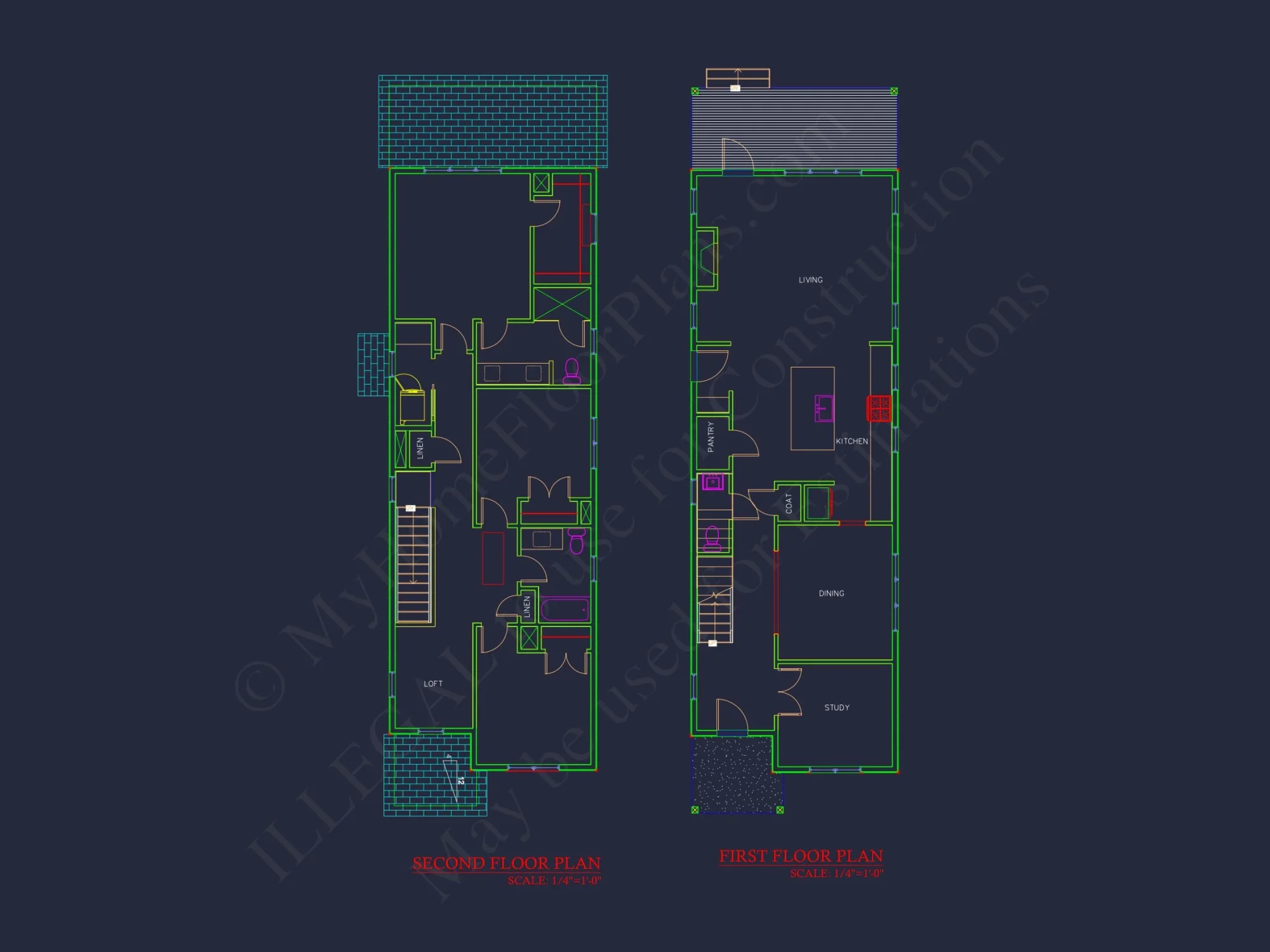 Modern house Plan with 2 Story Design & CAD Blueprint