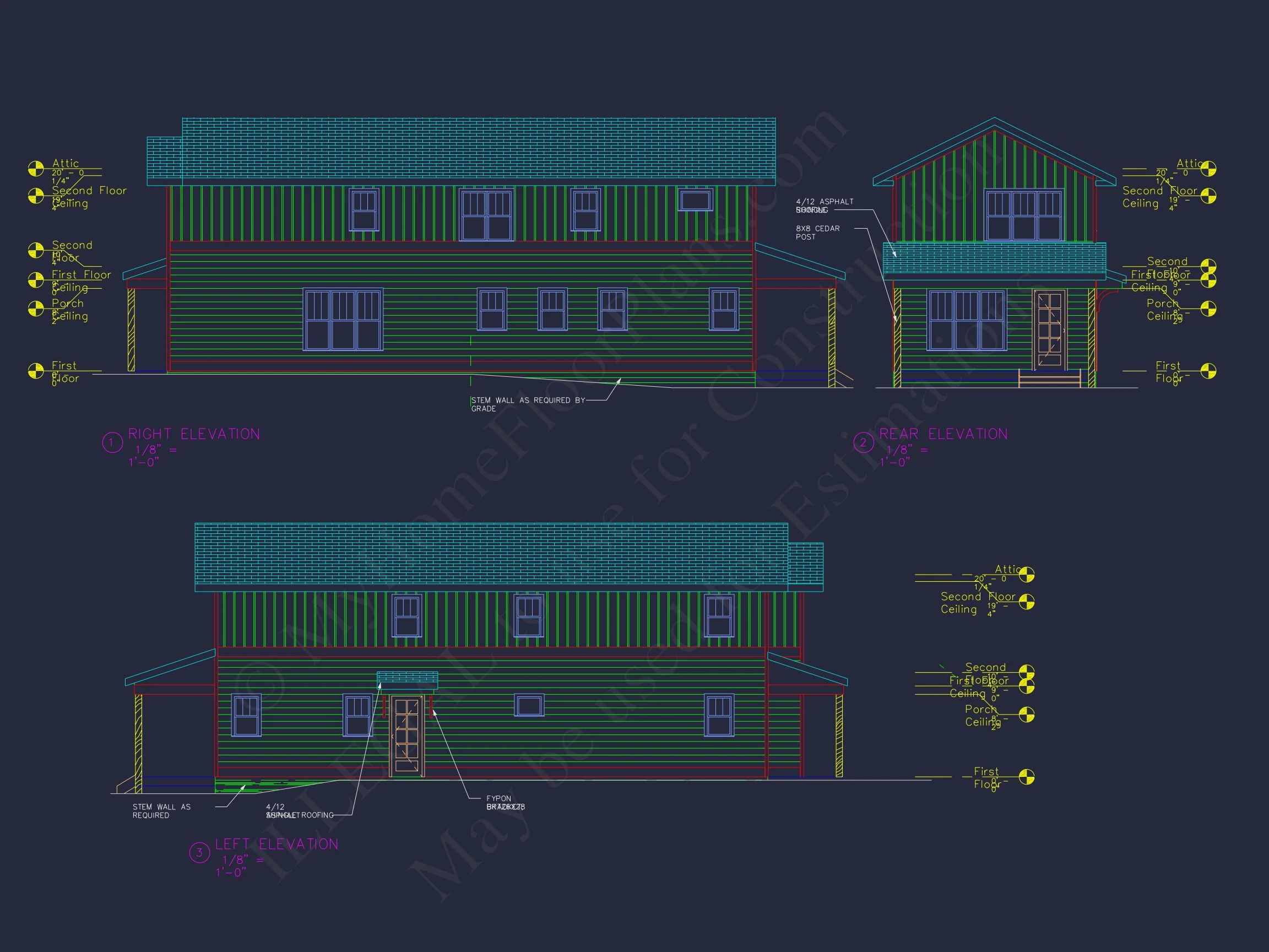 20-1386 HOUSE PLAN - Modern House Plan with 2 Story Design & CAD Blueprint 12 Modern house Plan with 2 Story Design & CAD Blueprint