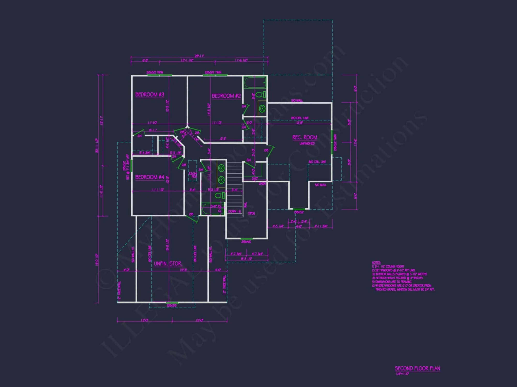 Modern house Plan with 4 Bedrooms, CAD Floor Designs & Features