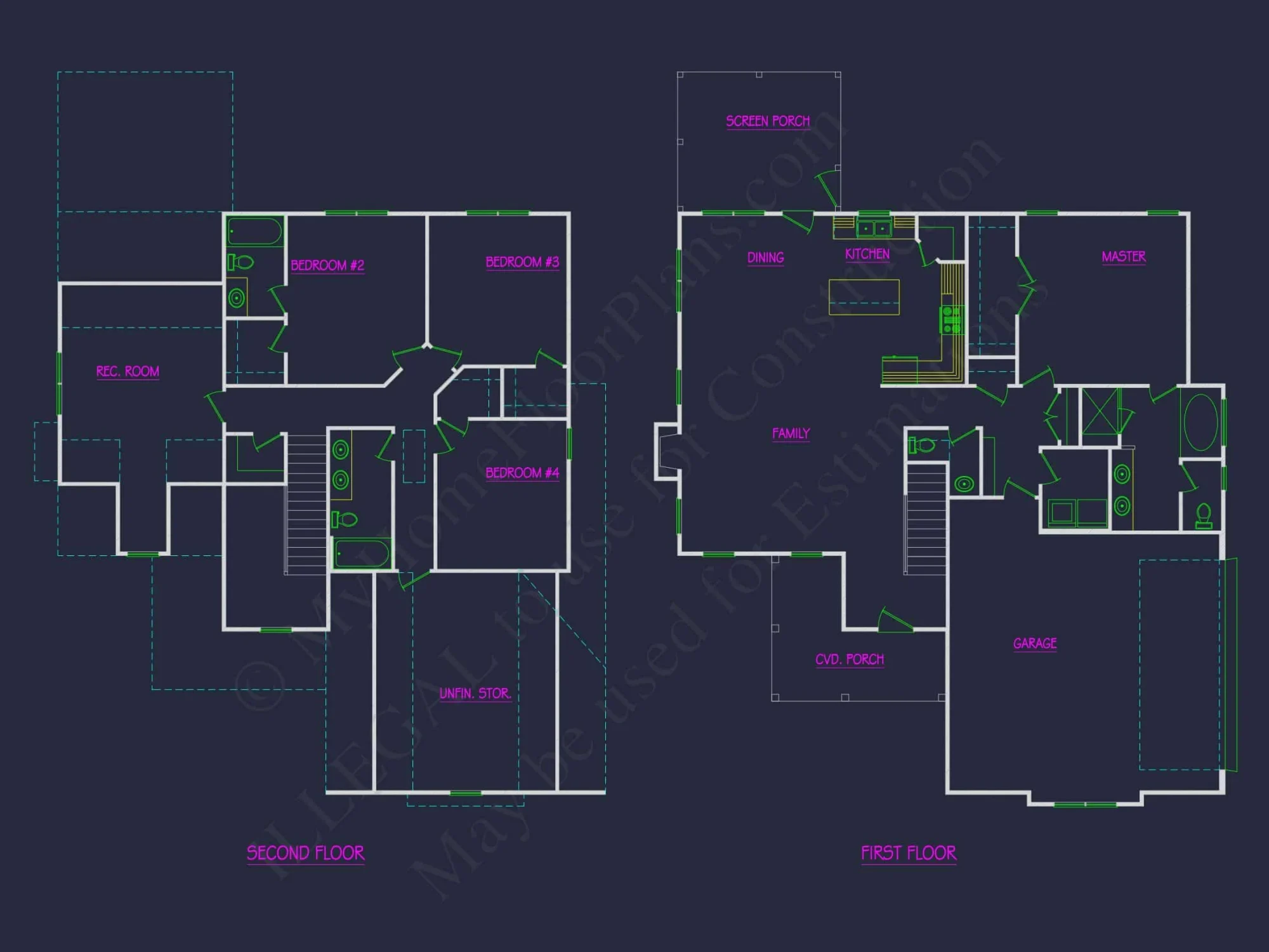 Modern house Plan with 4 Bedrooms, CAD Floor Designs & Features