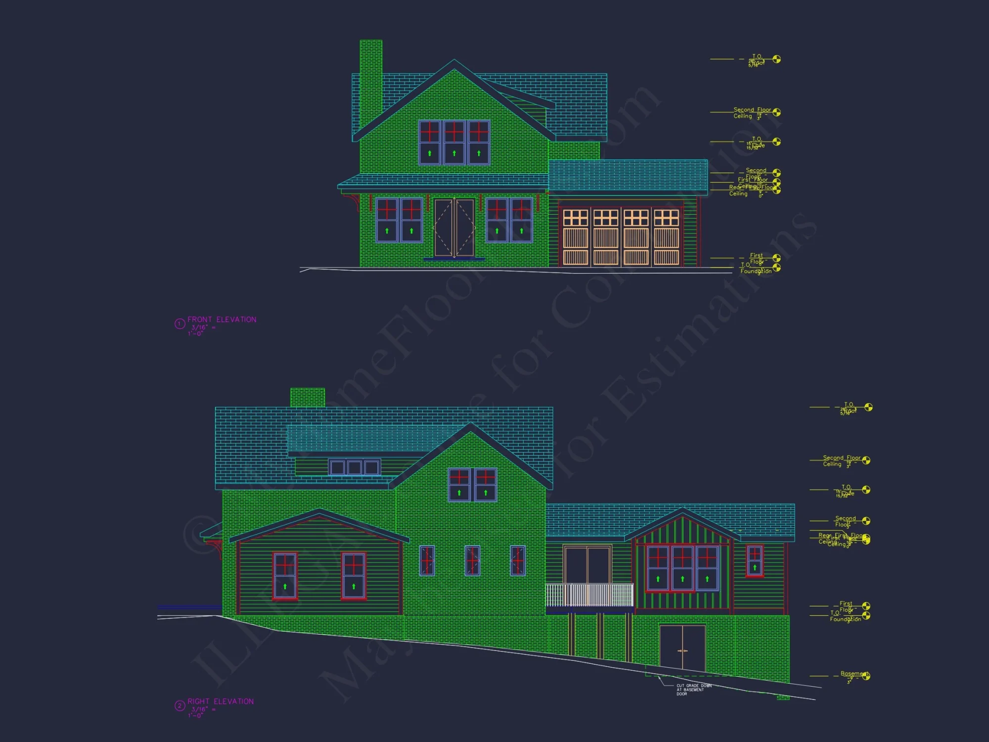 Charming 2-Story house Plan with CAD Blueprint and Open Design