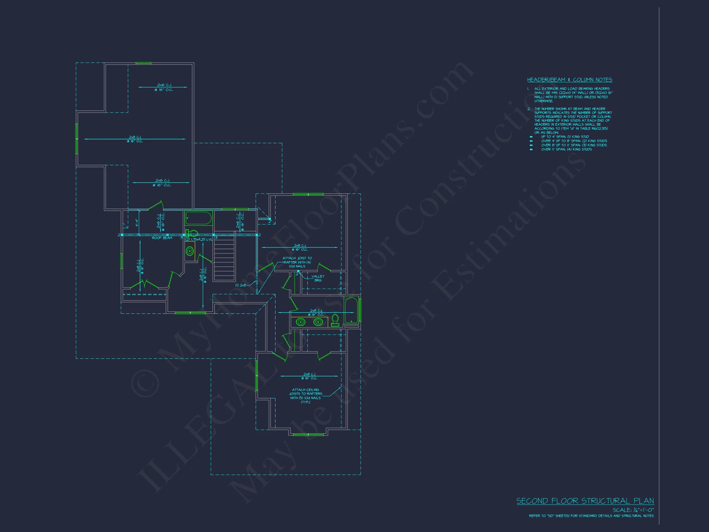 20-1341 HOUSE PLAN - Craftsman House Floor Plan | 2-Story Blueprint with 3 Beds 10 2-Story Blueprint with 3 Beds