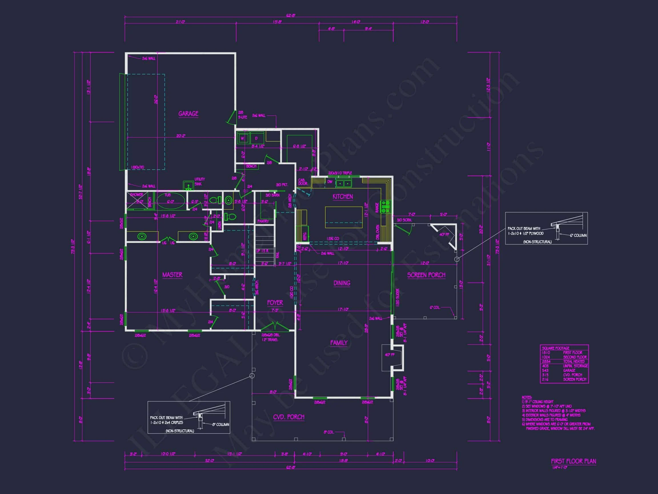 20-1341 HOUSE PLAN - Craftsman House Floor Plan | 2-Story Blueprint with 3 Beds 6 2-Story Blueprint with 3 Beds