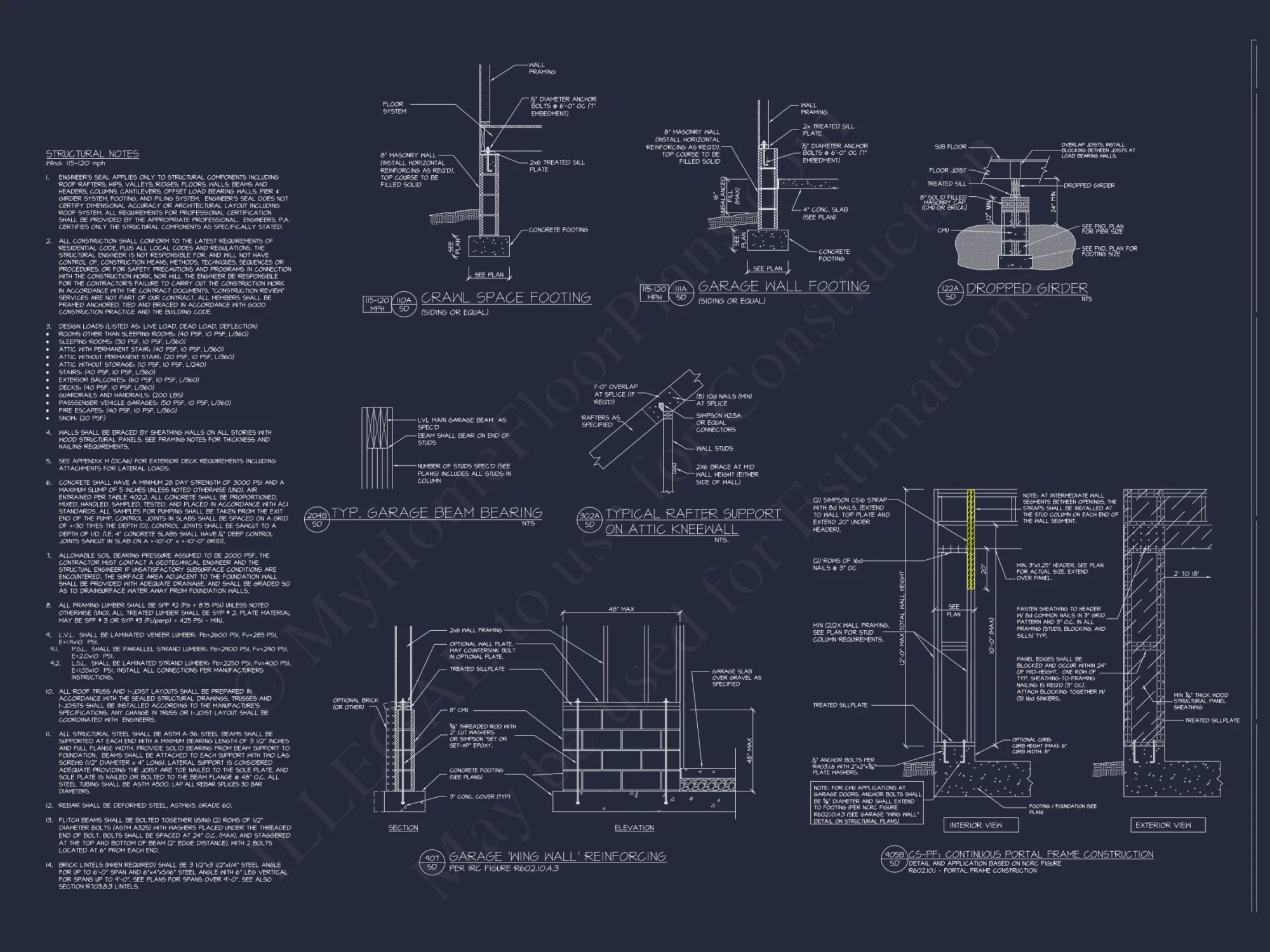 4-Bedroom house CAD Plan with 2-Car Garage and Loft