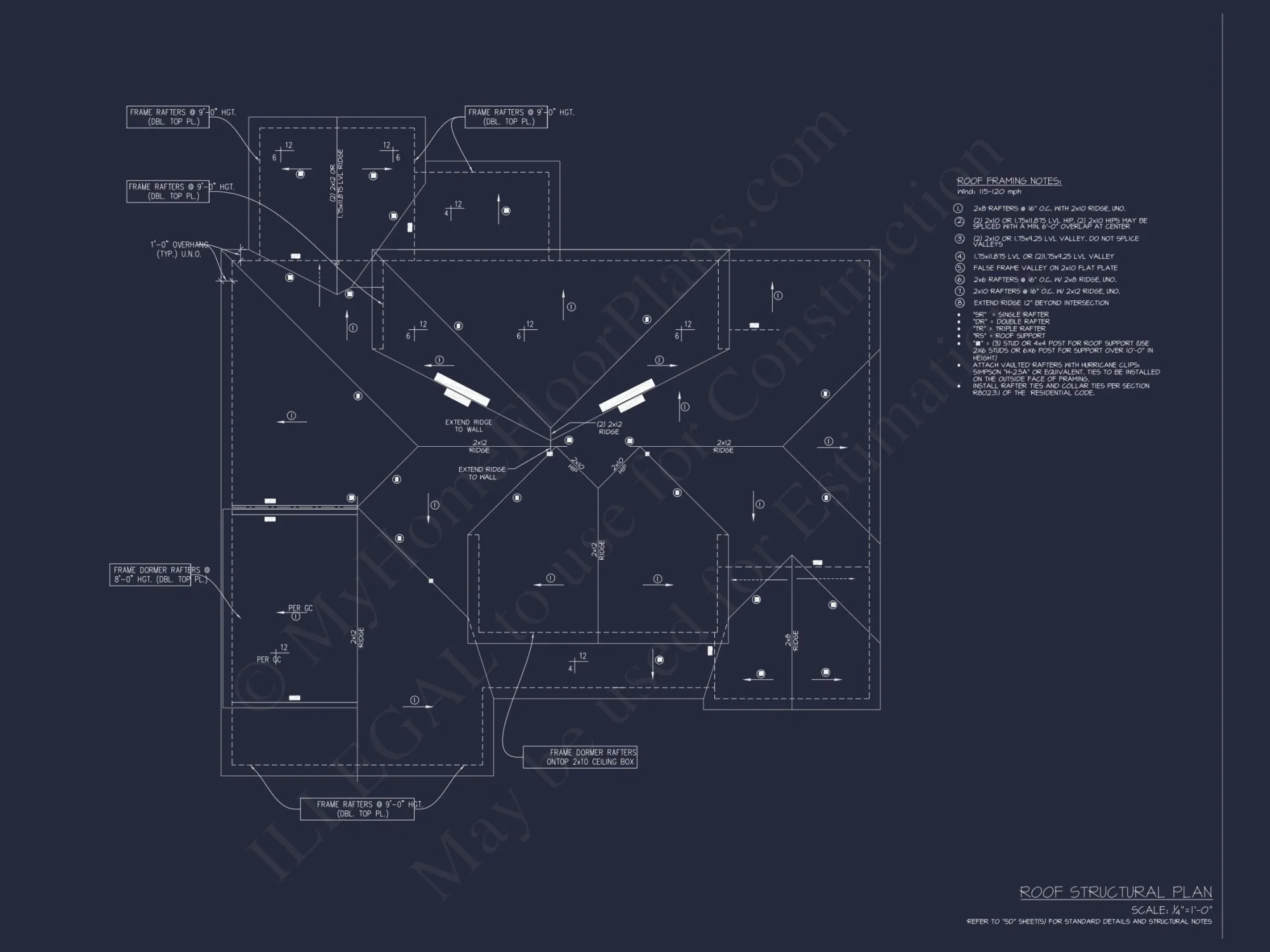 4-Bedroom house CAD Plan with 2-Car Garage and Loft