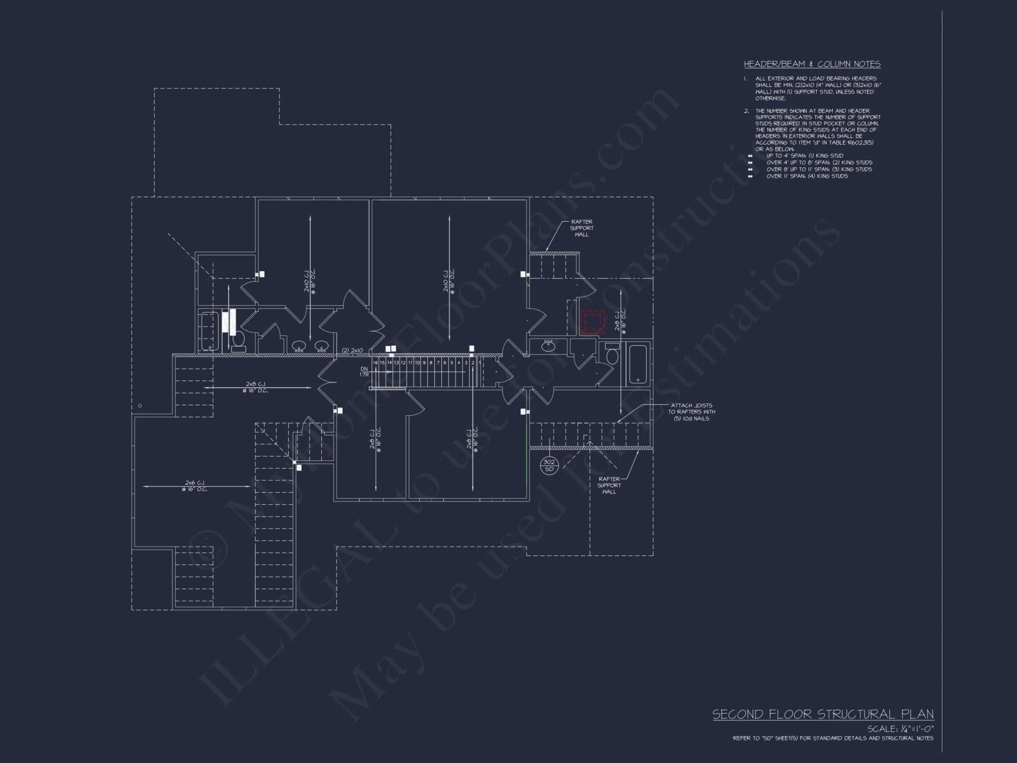 4-Bedroom house CAD Plan with 2-Car Garage and Loft