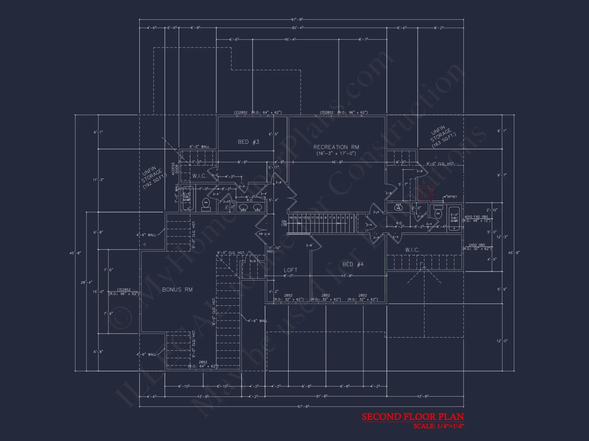 4-Bedroom house CAD Plan with 2-Car Garage and Loft