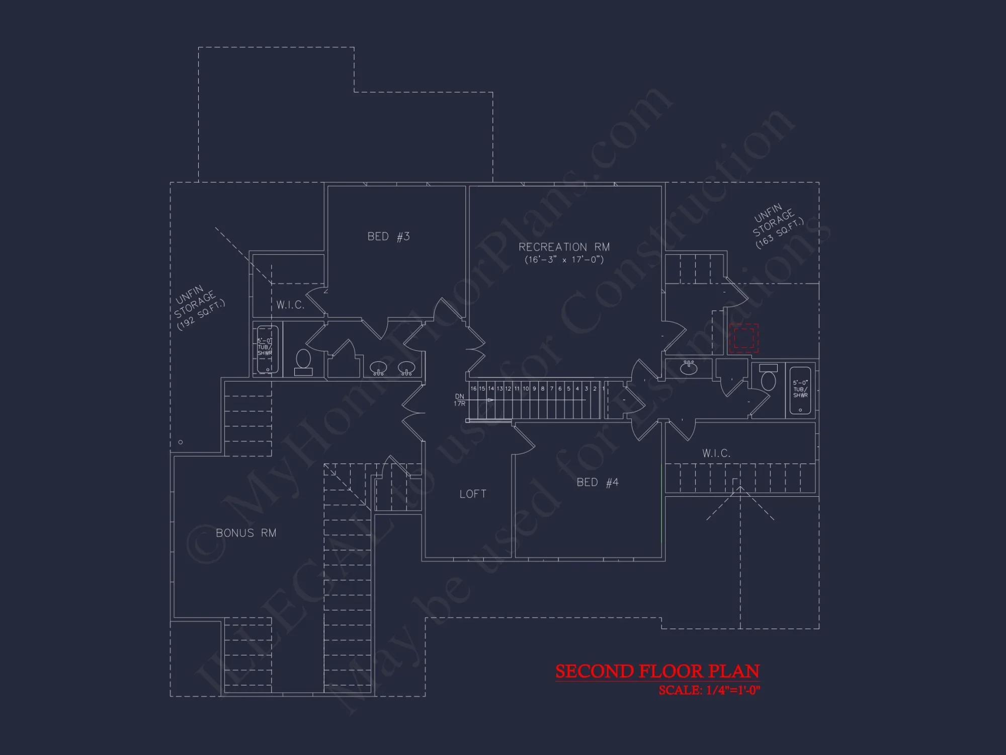 4-Bedroom house CAD Plan with 2-Car Garage and Loft