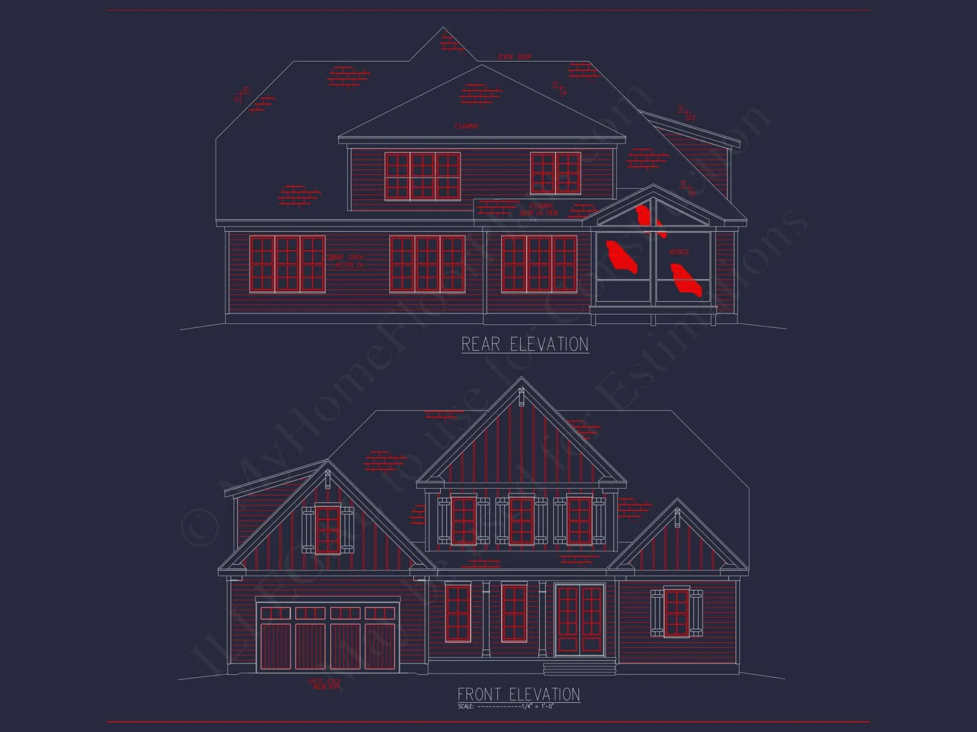 4-Bedroom house CAD Plan with 2-Car Garage and Loft