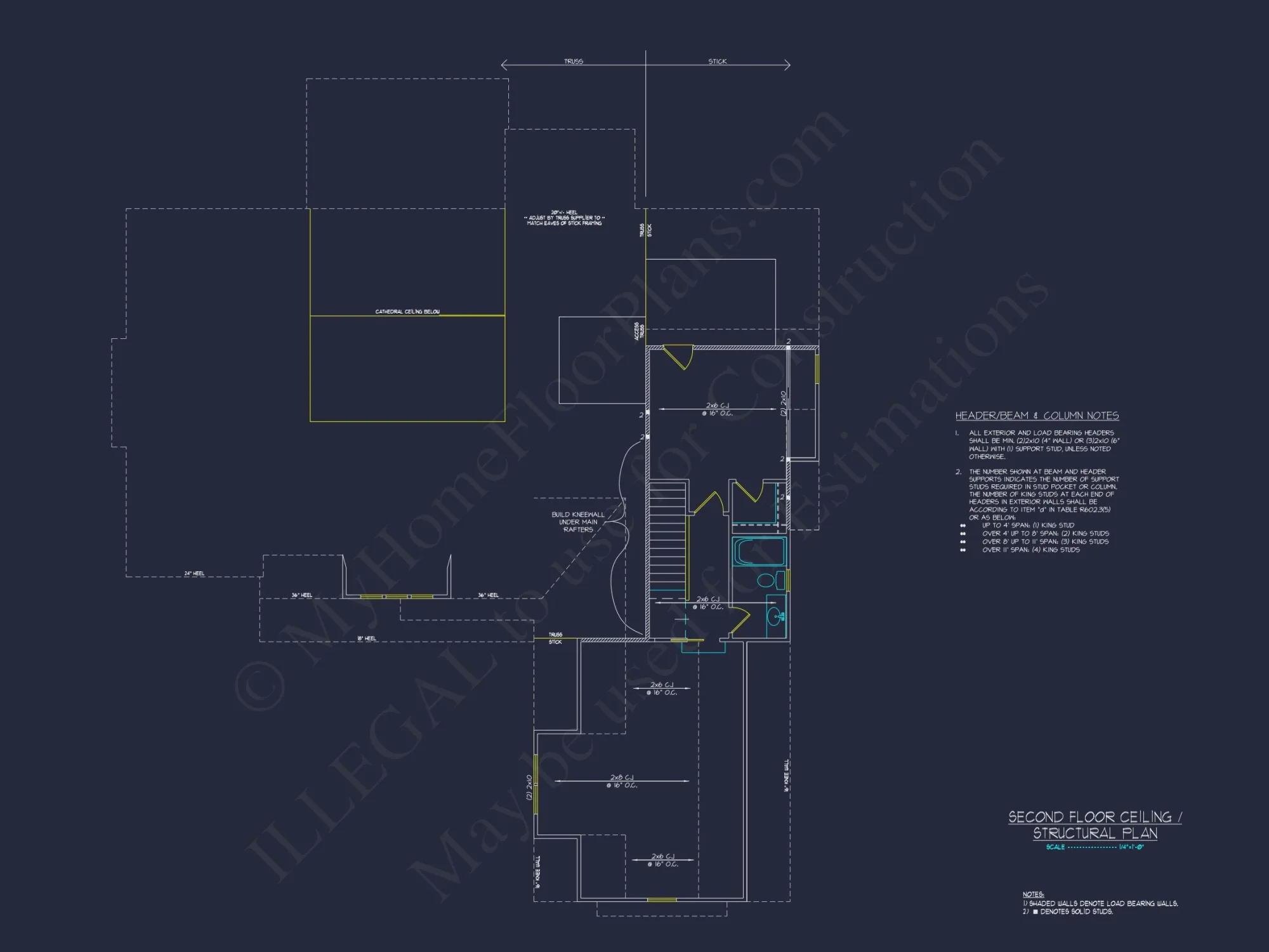 Craftsman house Floor Plan - 4 Bedrooms, 3.5 Baths, Blueprint CAD Design