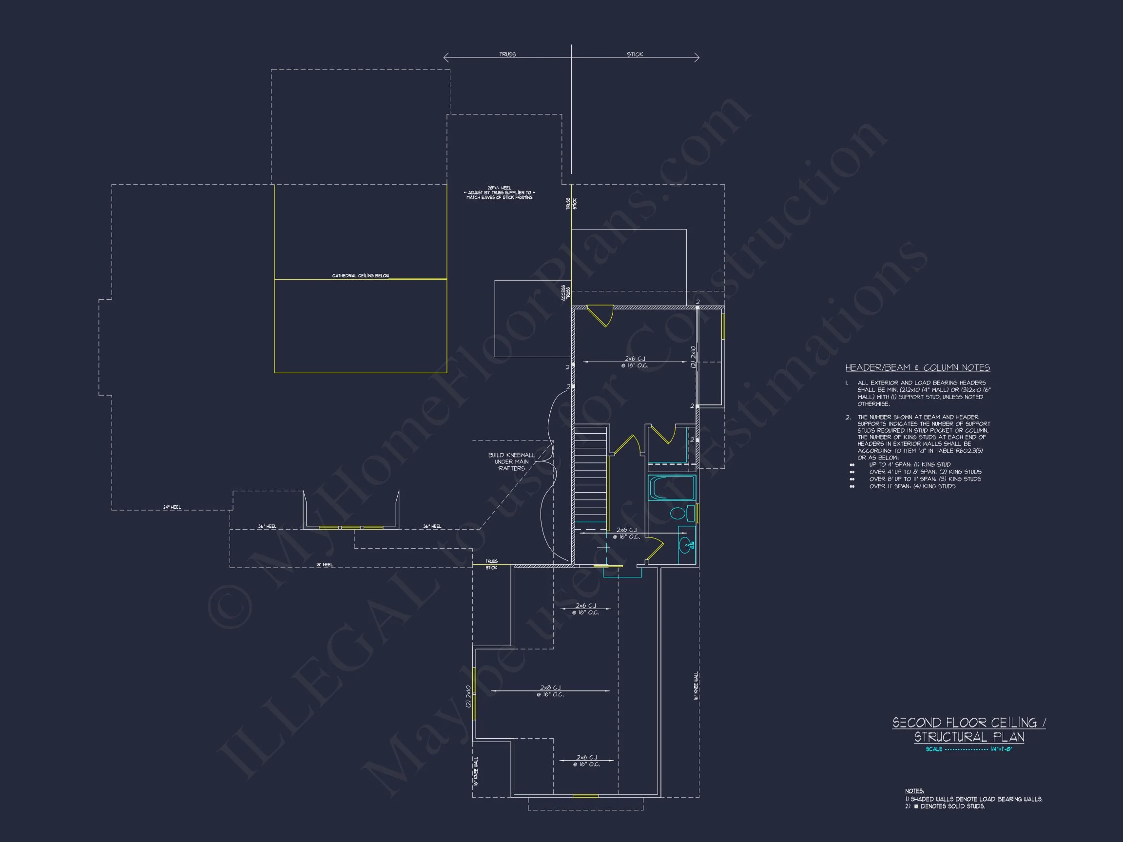 Craftsman house Floor Plan - 4 Bedrooms, 3.5 Baths, Blueprint CAD Design