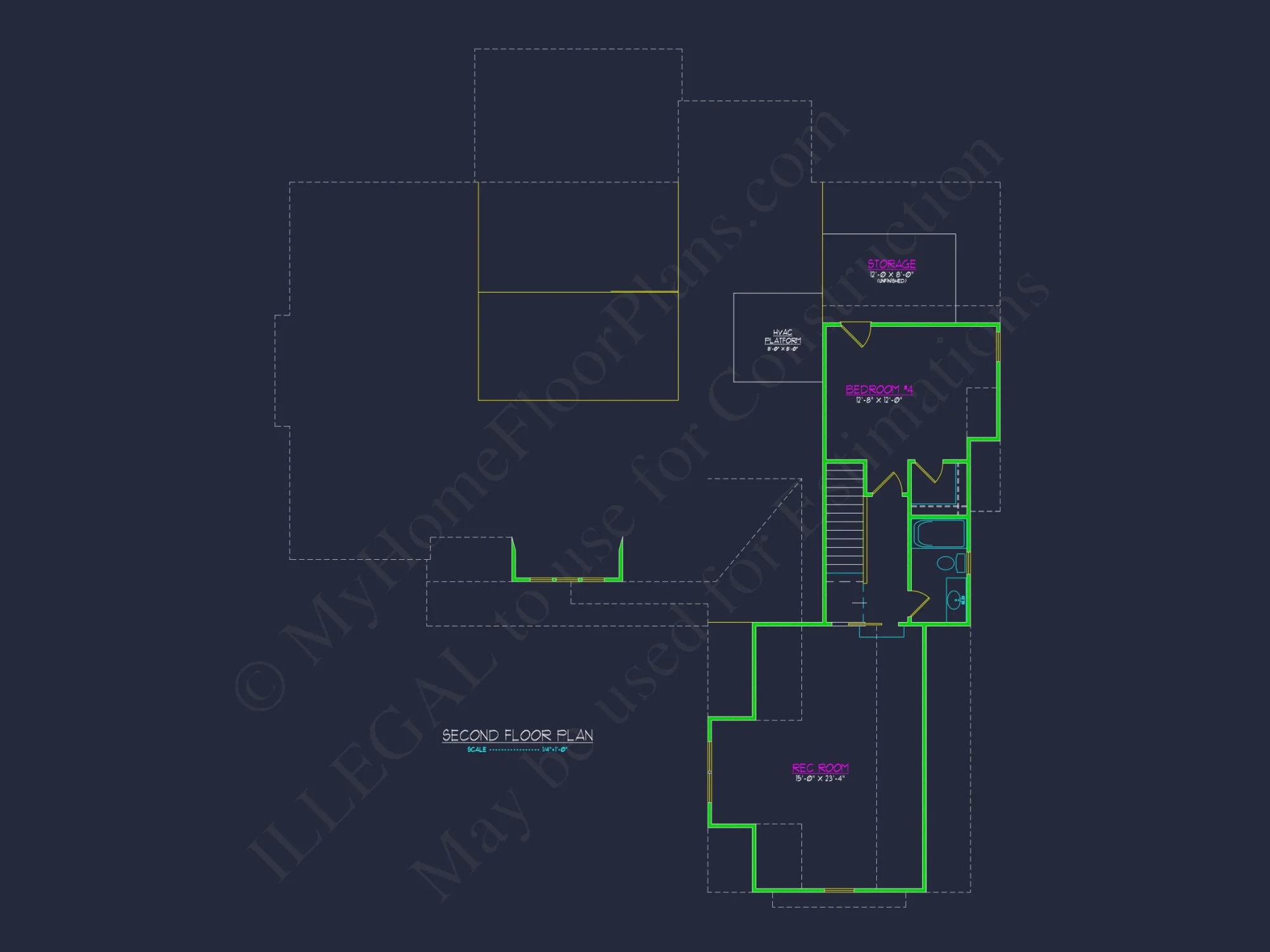 Craftsman house Floor Plan - 4 Bedrooms, 3.5 Baths, Blueprint CAD Design
