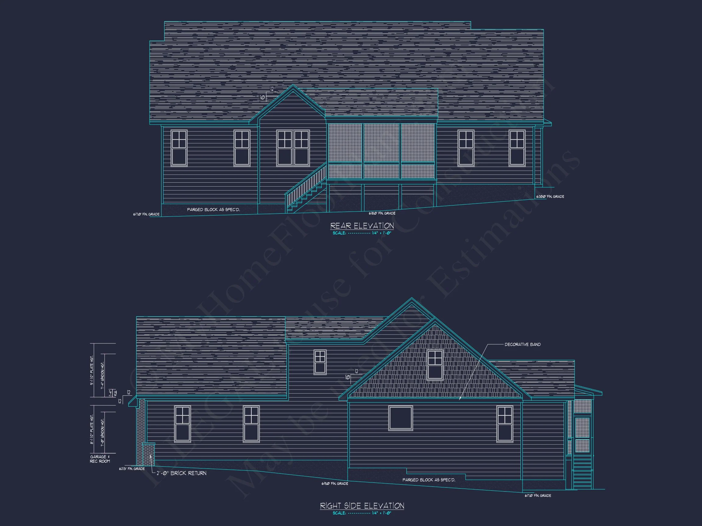 Craftsman house Floor Plan - 4 Bedrooms, 3.5 Baths, Blueprint CAD Design