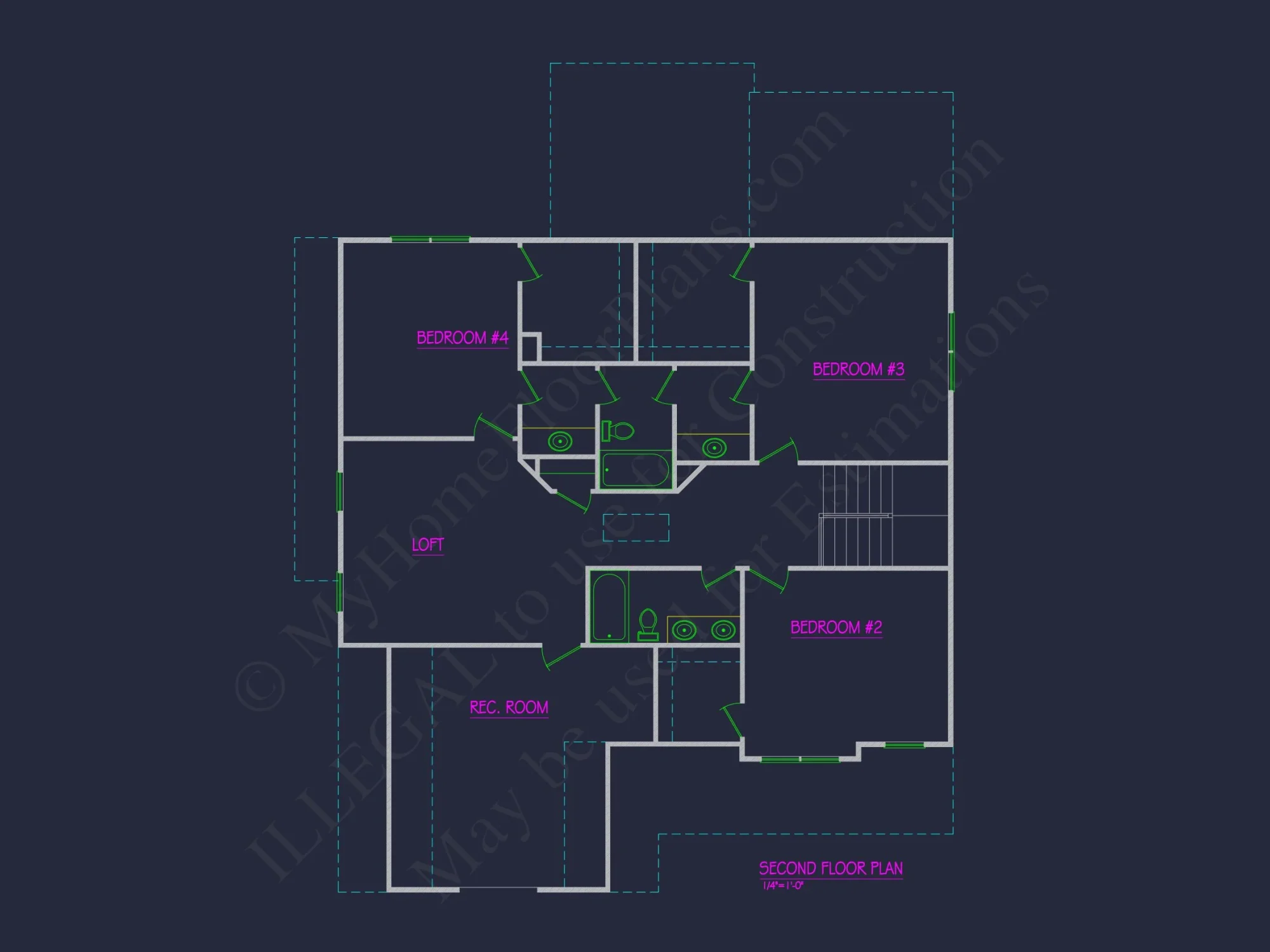 Modern Craftsman house Plan with 4 Bedrooms and 2 Floors