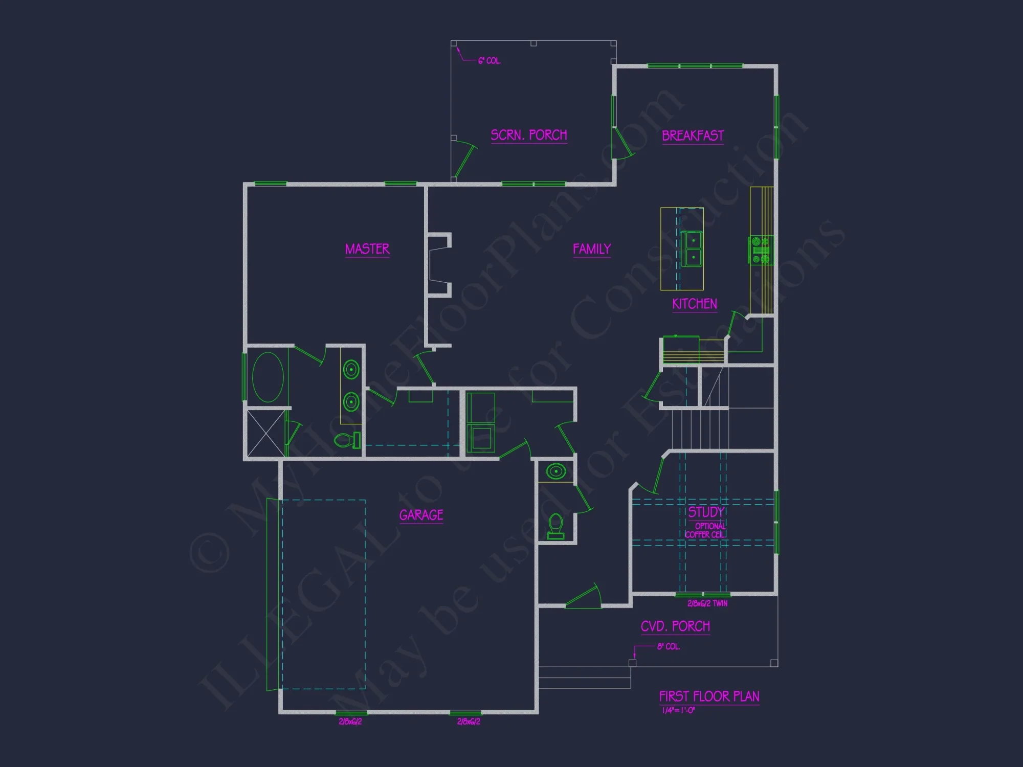 Modern Craftsman house Plan with 4 Bedrooms and 2 Floors