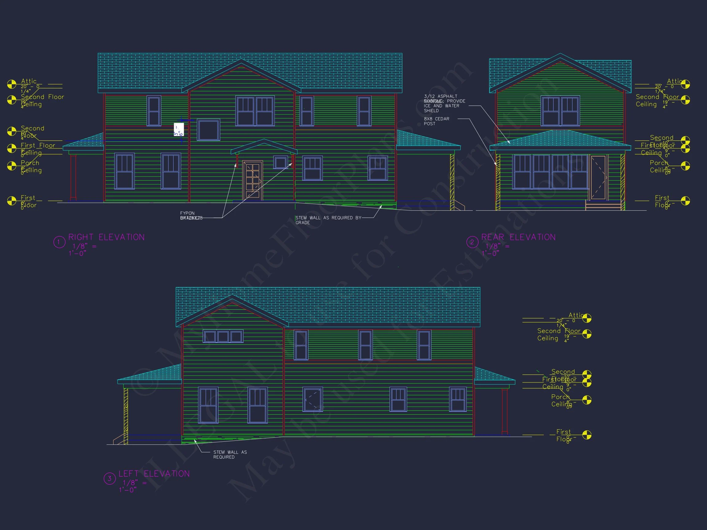 Craftsman house Plan with 2-Story Floor Blueprint Design