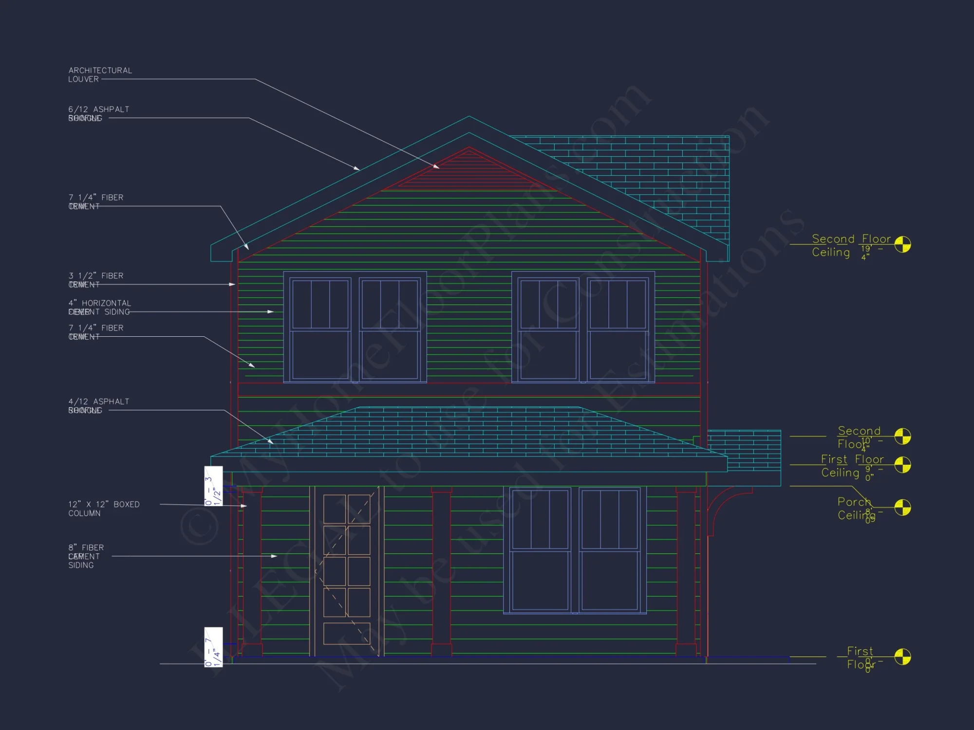 Craftsman house Plan with 2-Story Floor Blueprint Design