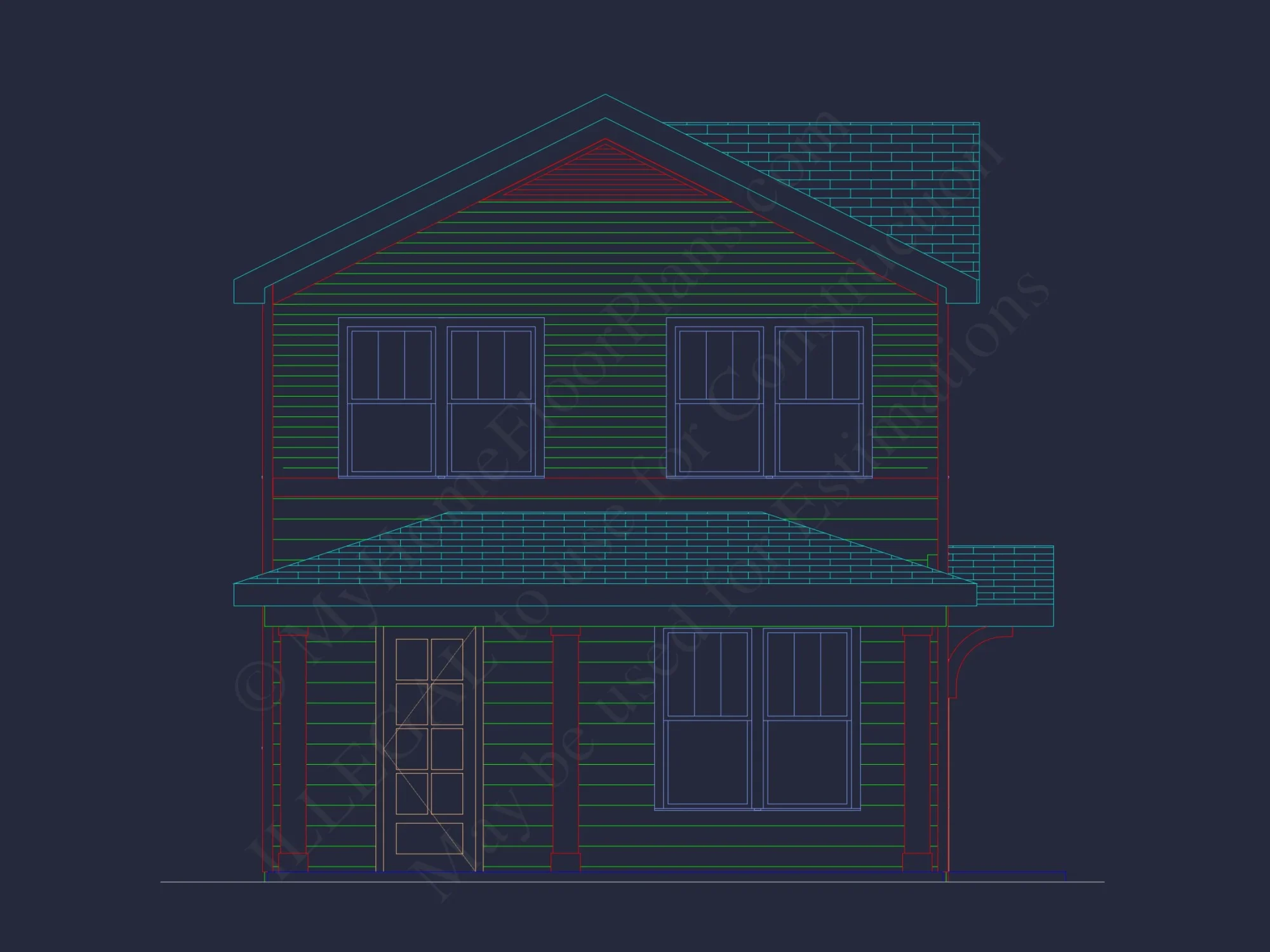 Craftsman house Plan with 2-Story Floor Blueprint Design