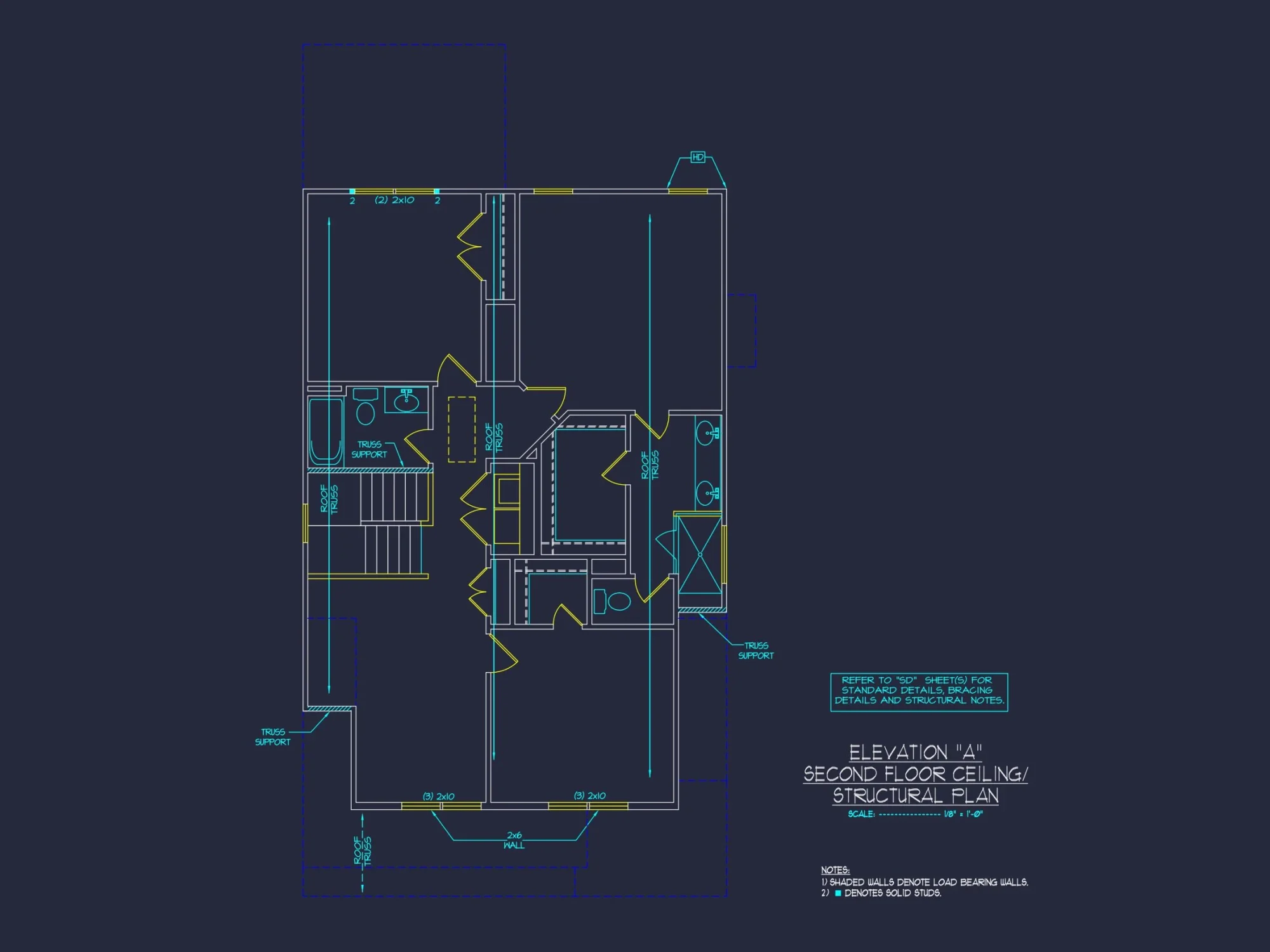 Modern Craftsman house Plan with 2 Floors & Detailed CAD Designs