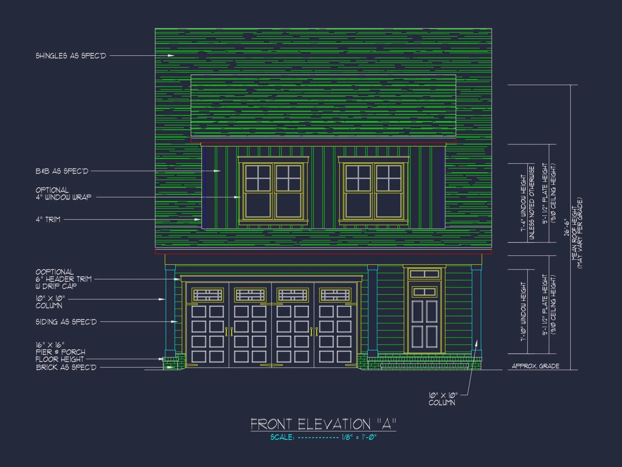 Modern Craftsman house Plan with 2 Floors & Detailed CAD Designs