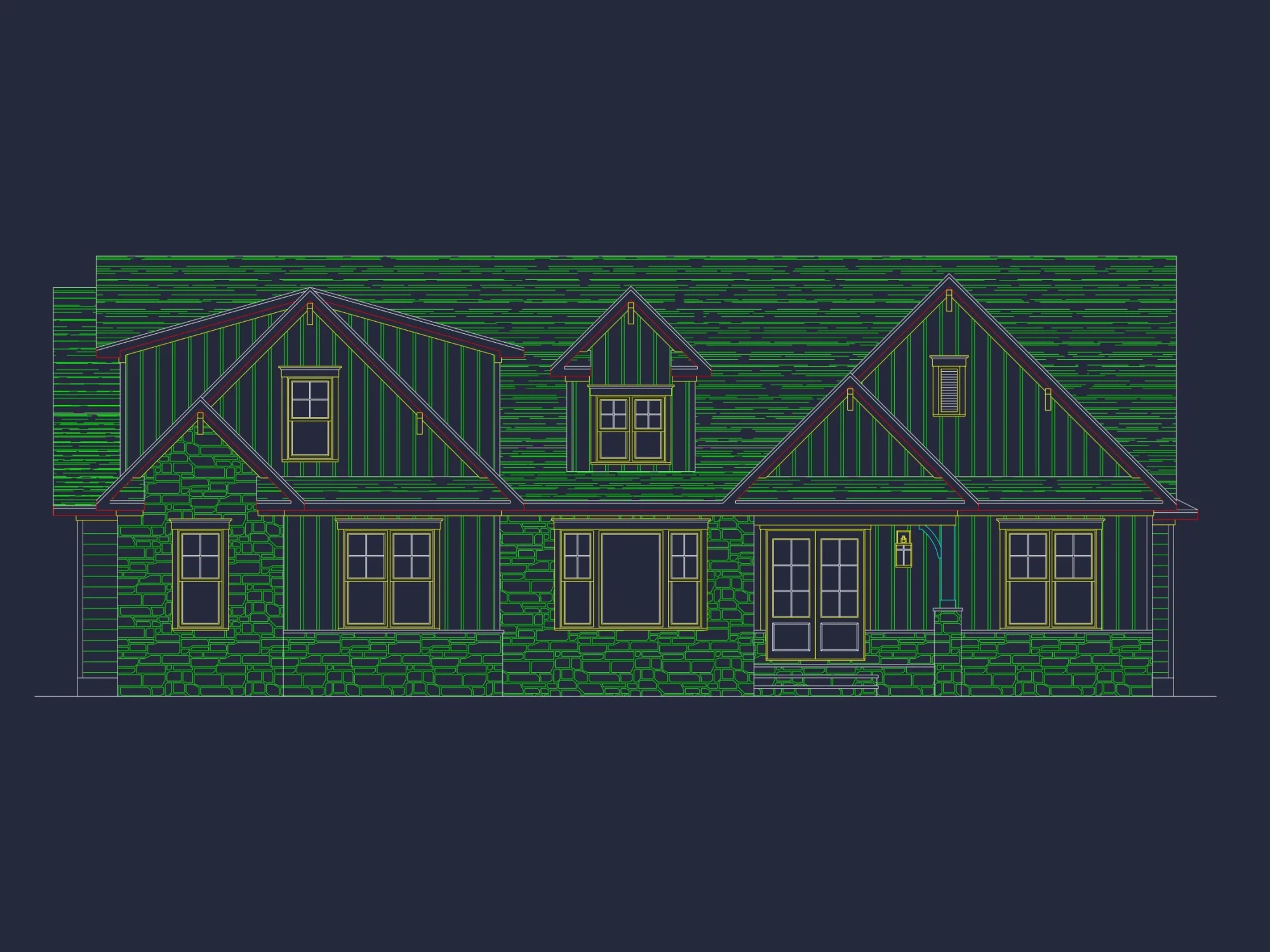 Traditional house Floor Plan with Spacious Design and CAD Details