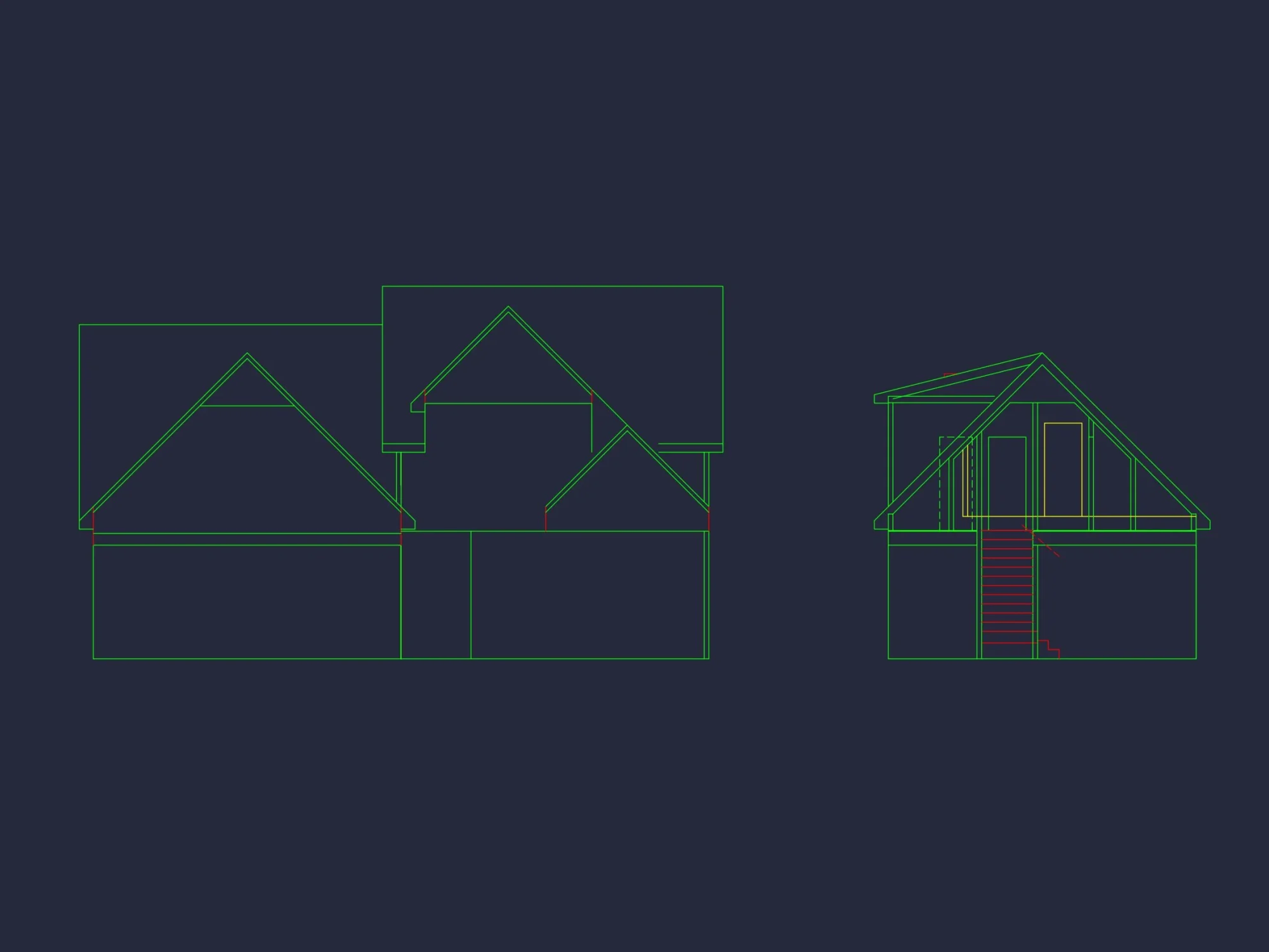 Craftsman house Plan with 1.5 Floors and CAD Blueprint Designs