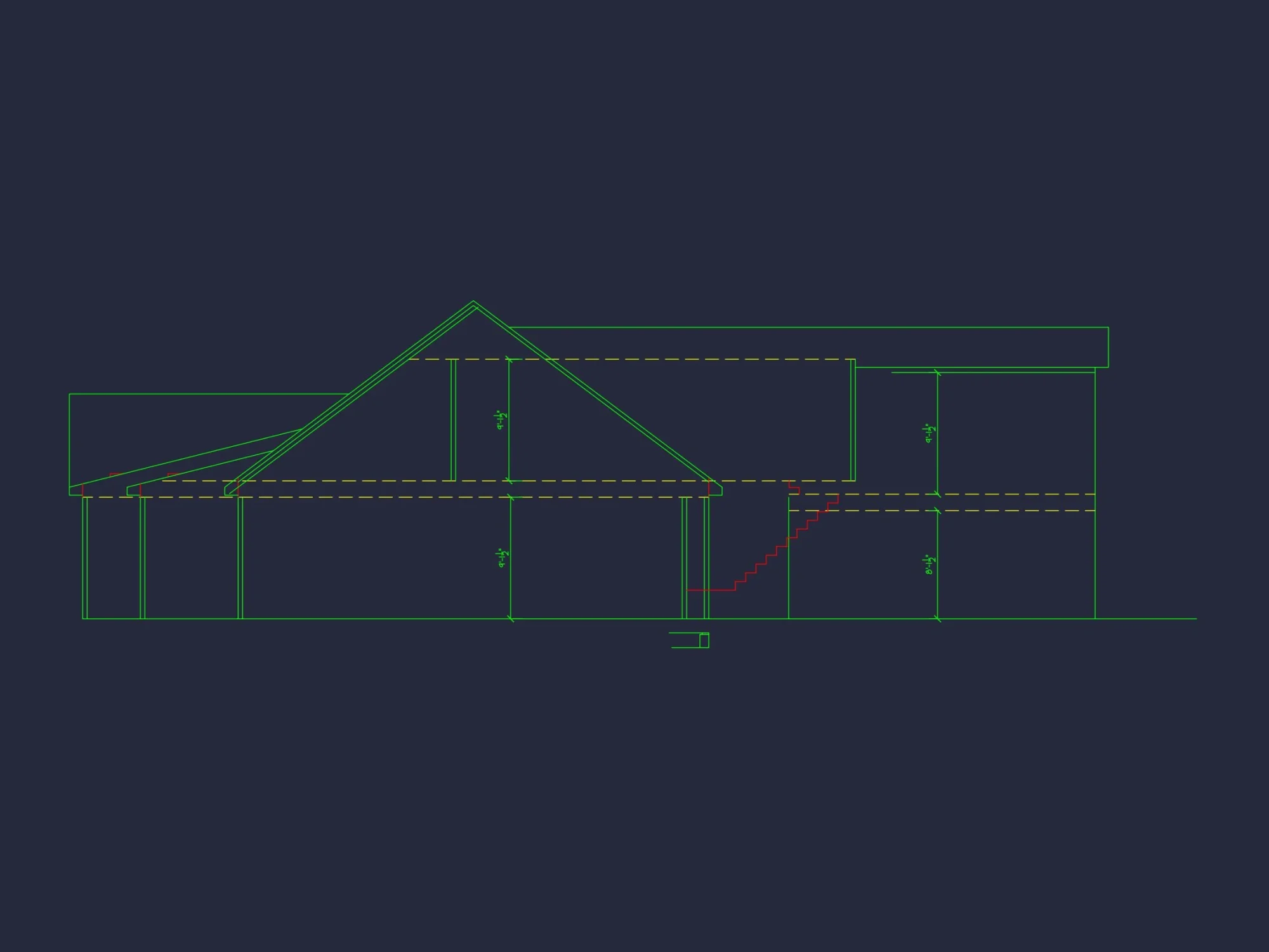 Craftsman house Plan with 1.5 Floors and CAD Blueprint Designs