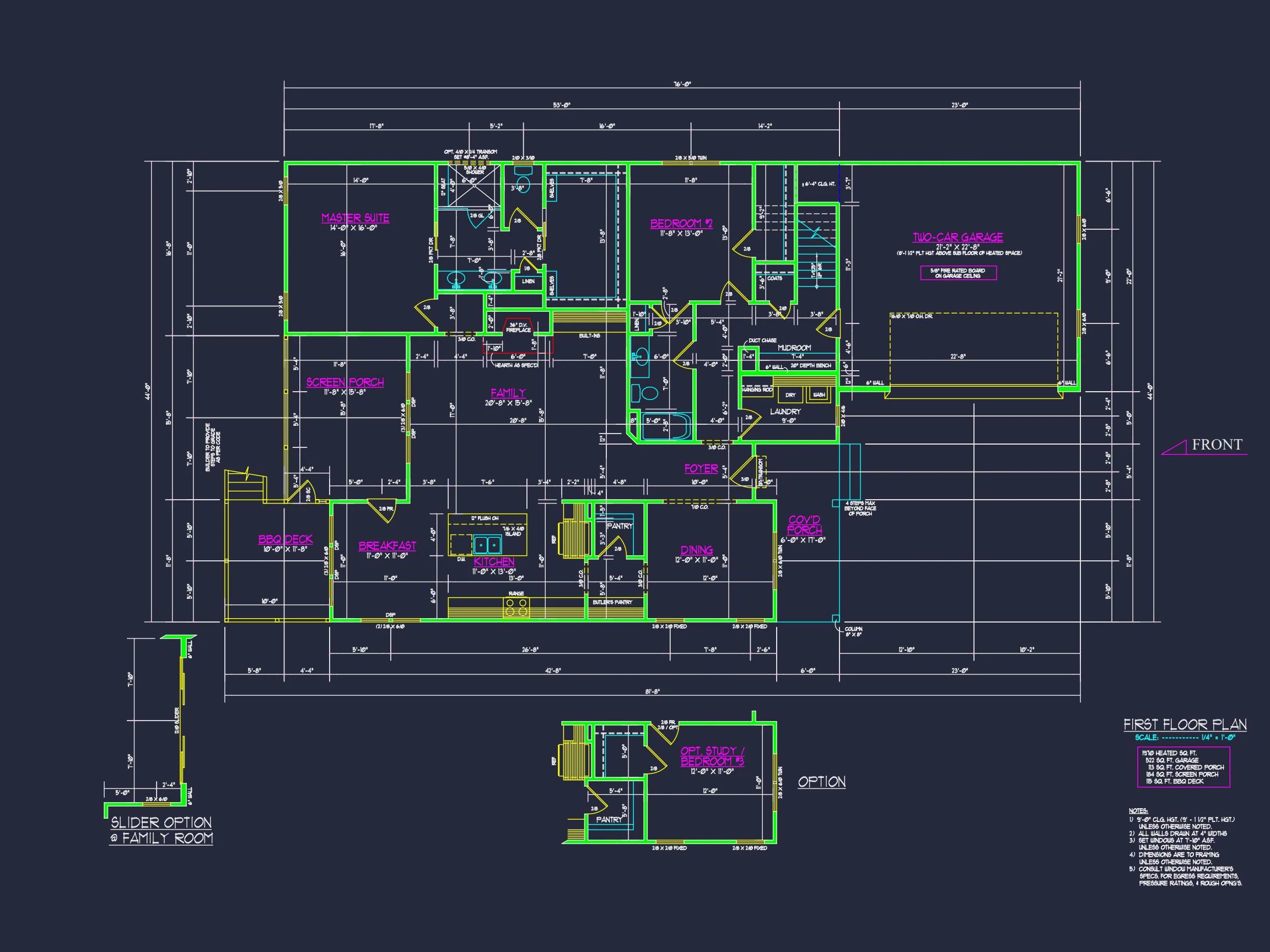 Craftsman house Plan with 1.5 Floors and CAD Blueprint Designs