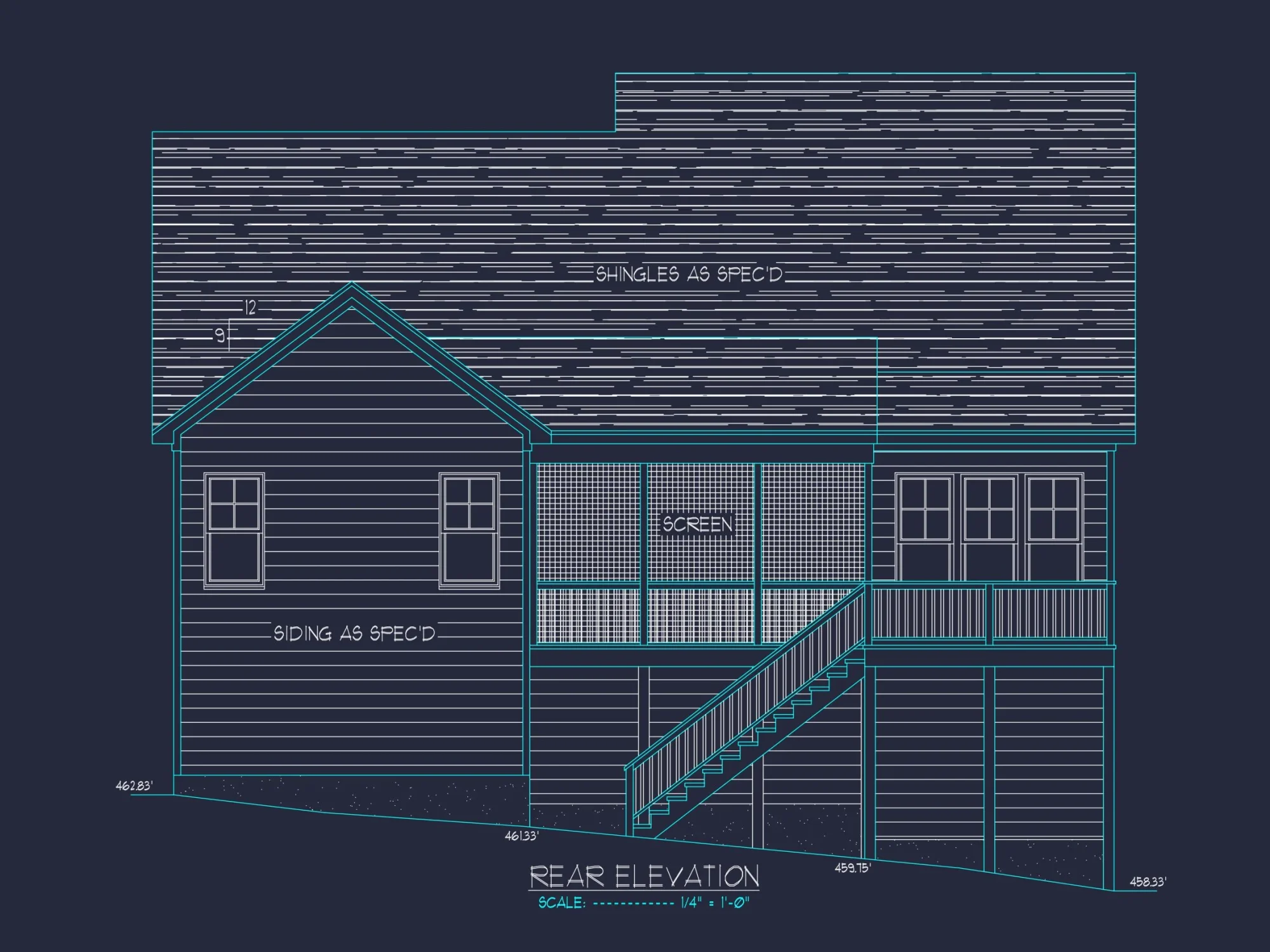 Craftsman house Plan with 1.5 Floors and CAD Blueprint Designs