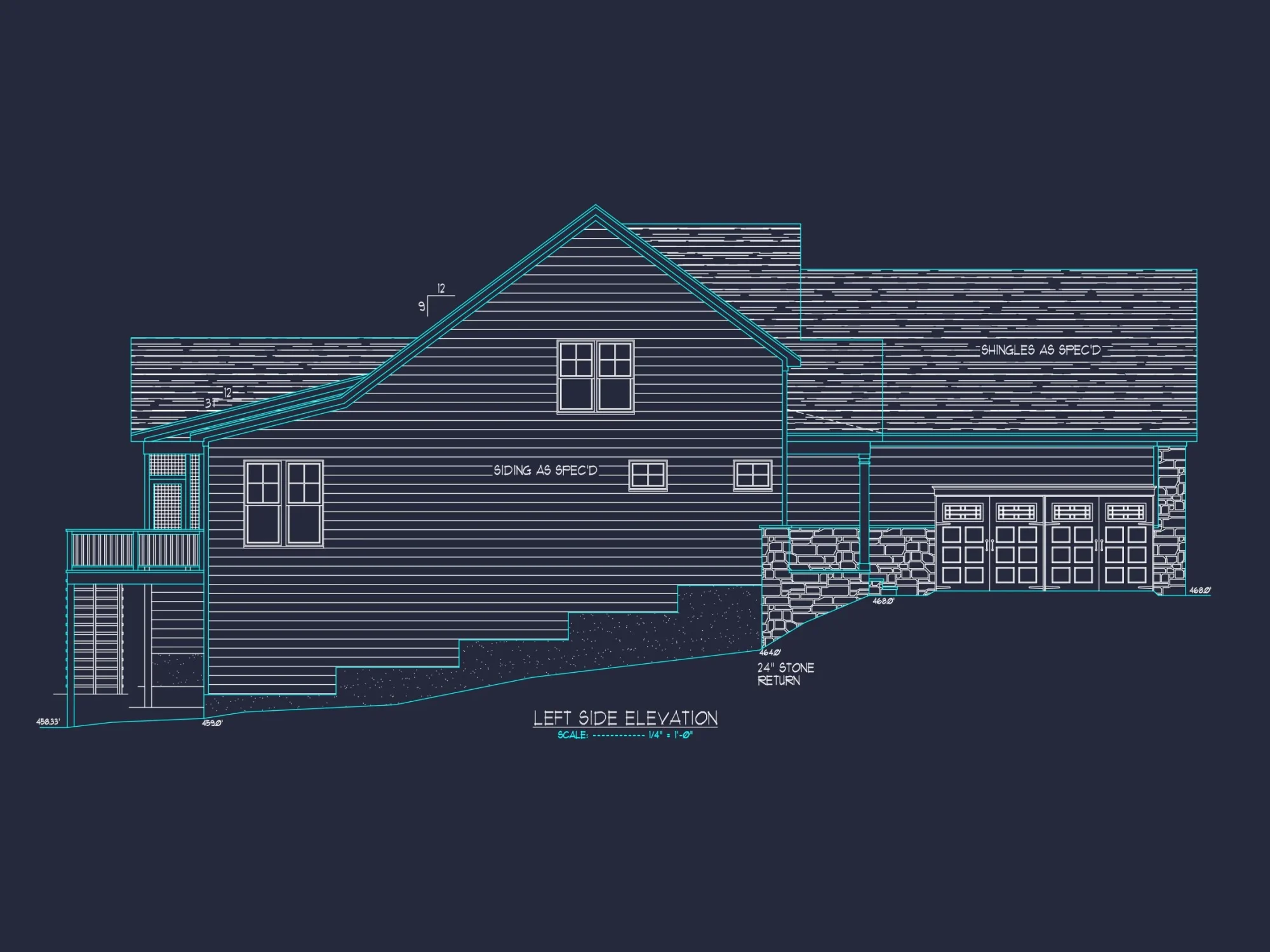 Craftsman house Plan with 1.5 Floors and CAD Blueprint Designs