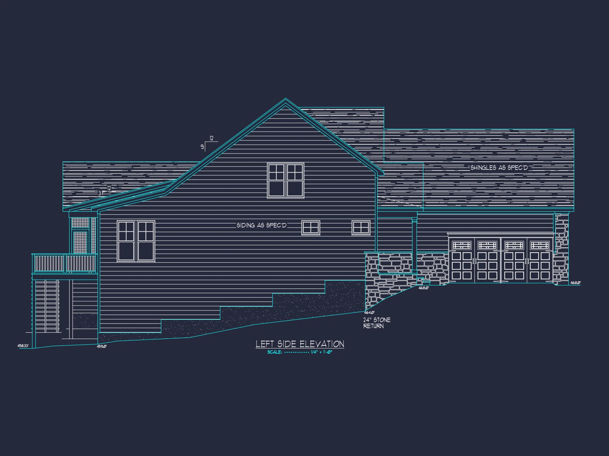 Craftsman house Plan with 1.5 Floors and CAD Blueprint Designs
