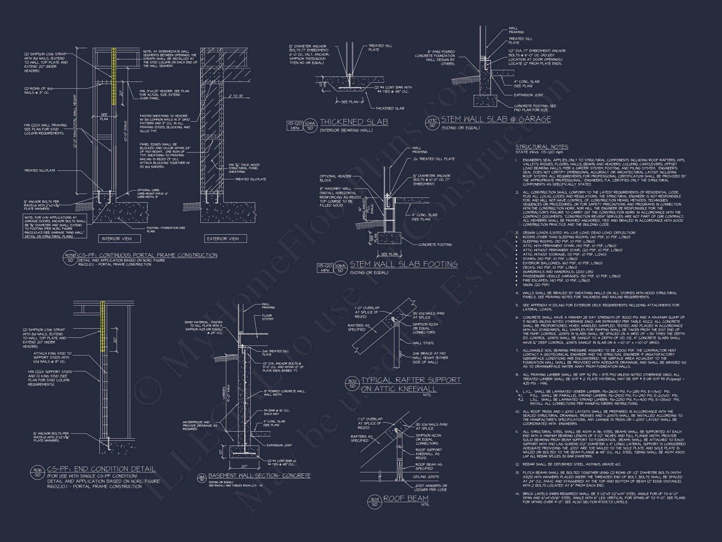Craftsman house Floor Plan with Open Design & CAD Blueprint