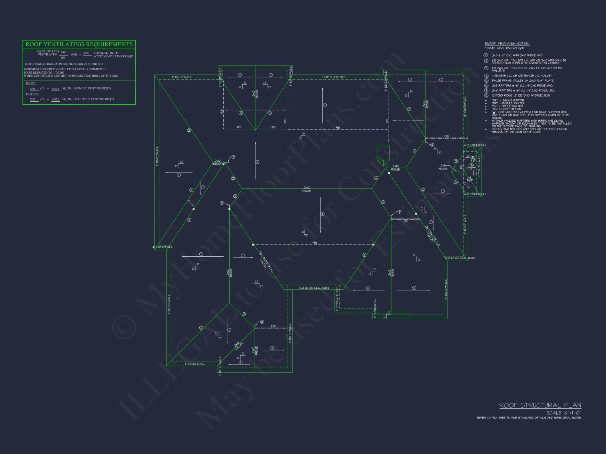 Craftsman house Floor Plan with Open Design & CAD Blueprint