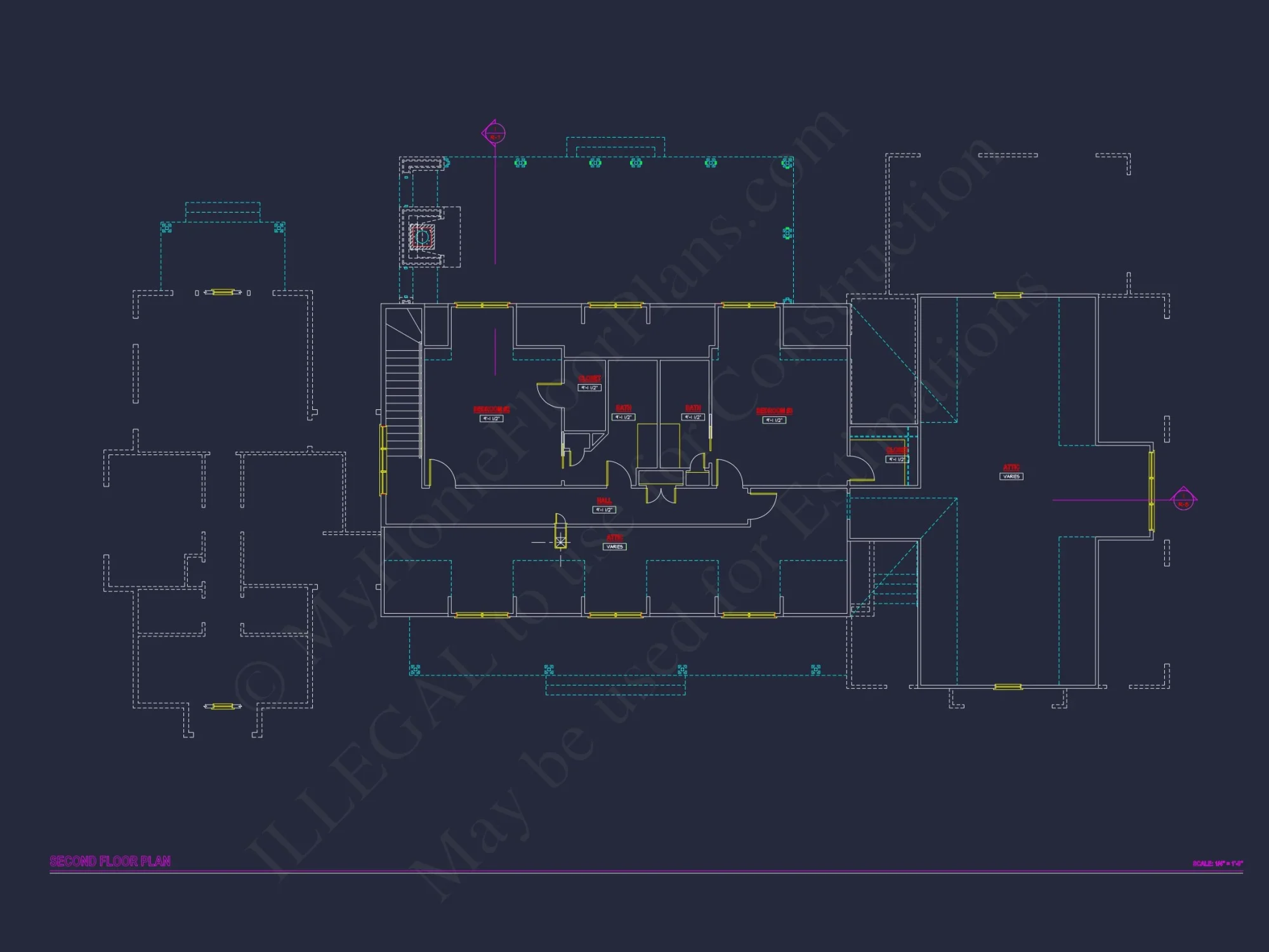 Spacious 2-Story house Floor Plan with CAD Designs & Blueprint