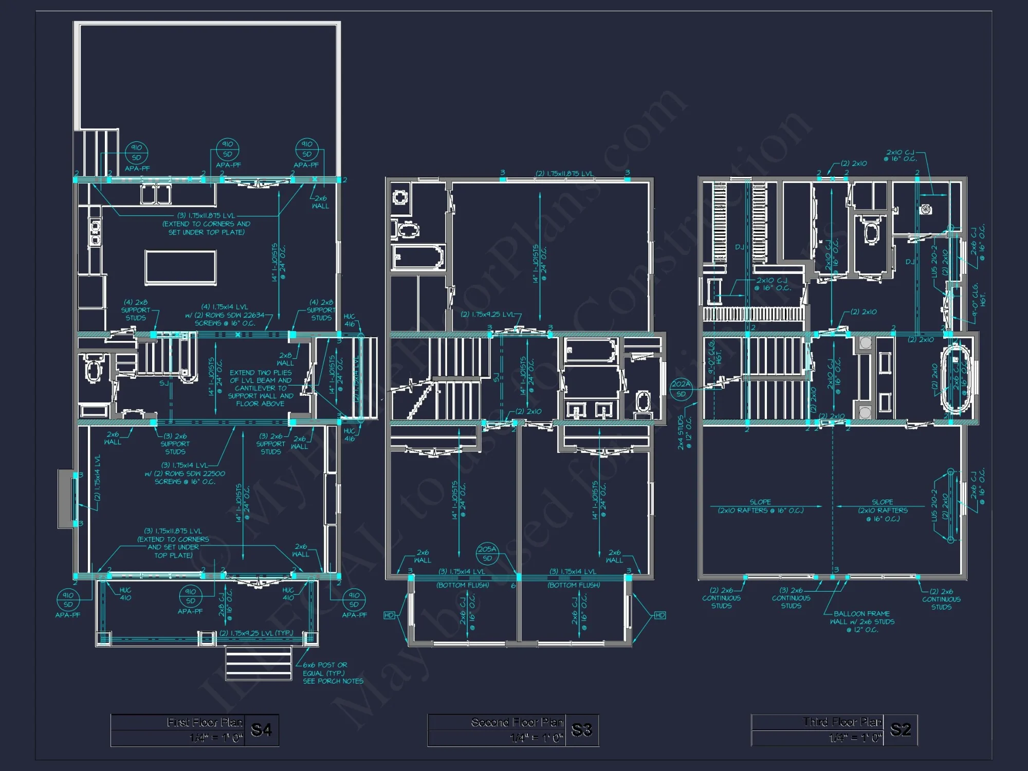 Elegant 3-Story house Plan with 4 Bedrooms and Unique Designs