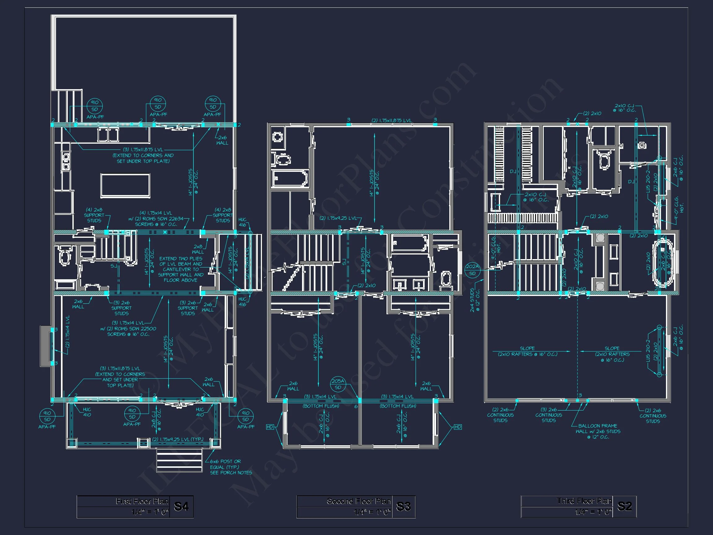 Elegant 3-Story house Plan with 4 Bedrooms and Unique Designs