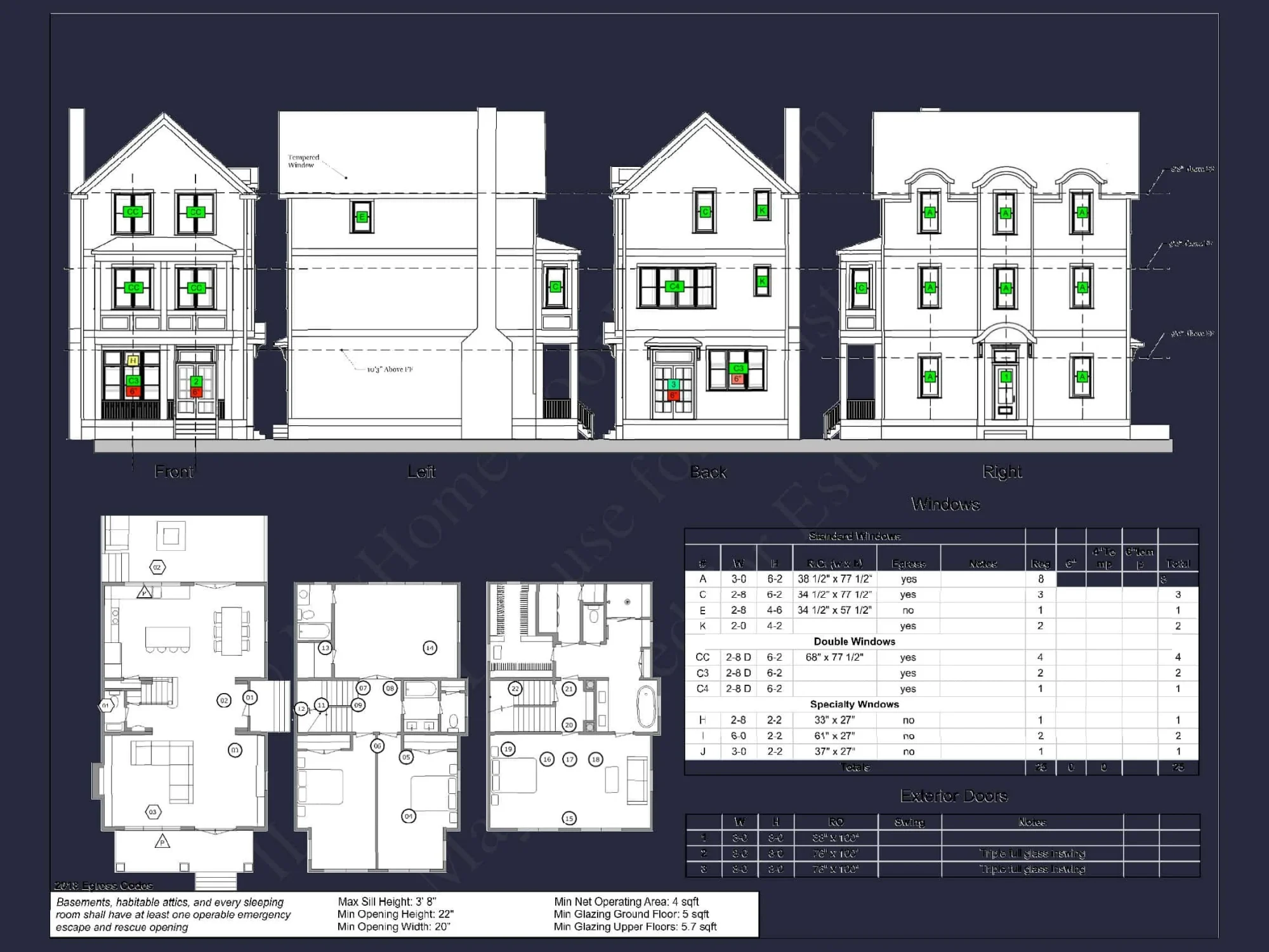 Elegant 3-Story house Plan with 4 Bedrooms and Unique Designs