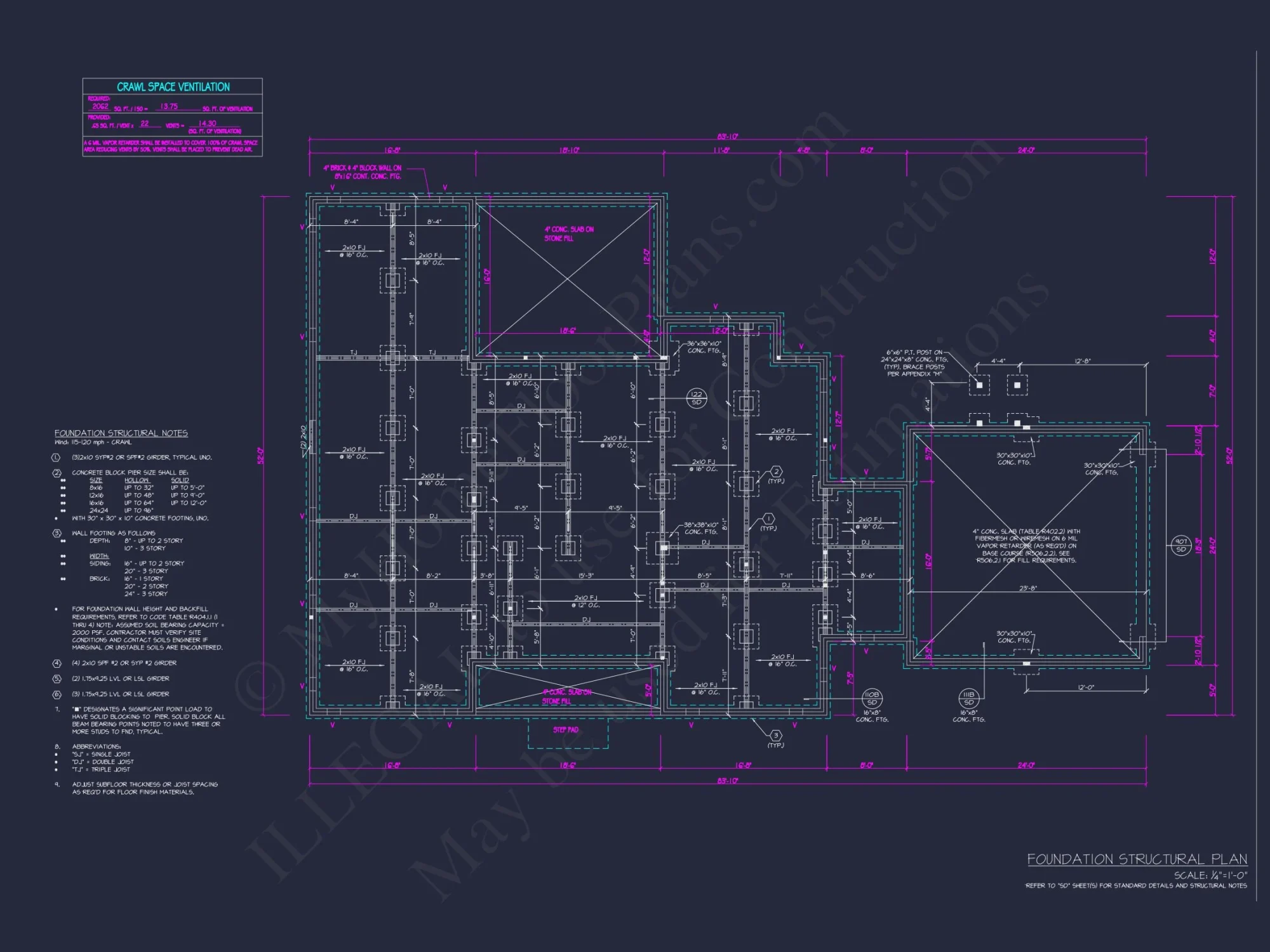 Craftsman house Floor Plan with 4 Beds, CAD Designs & Blueprint